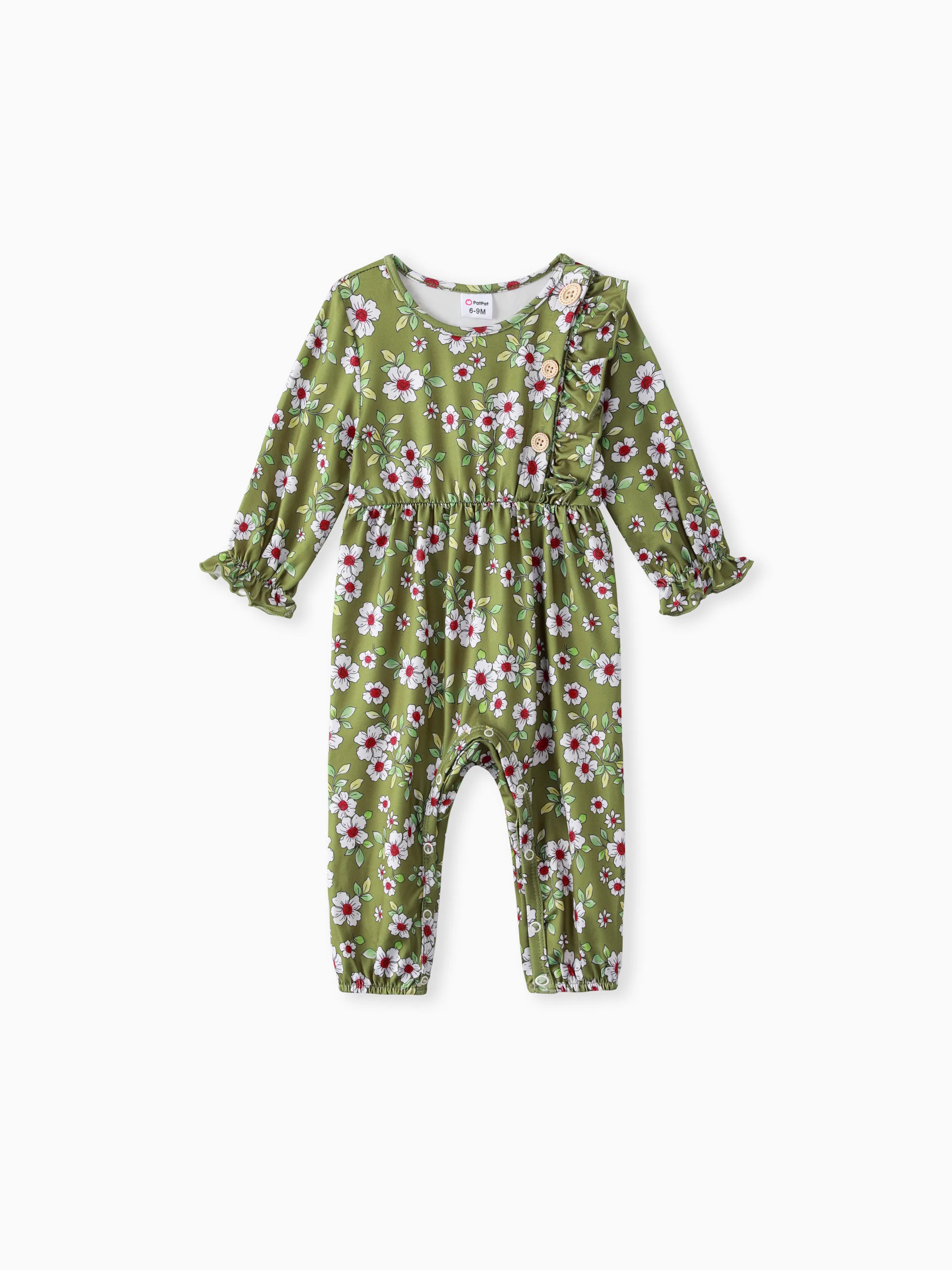 

BABY GIRL Sweet Butterfly/Solid color/Floral print Jumpsuit, Soft Ruffle Edge, 1 Piece, Medium Thickness, Polyester Spandex