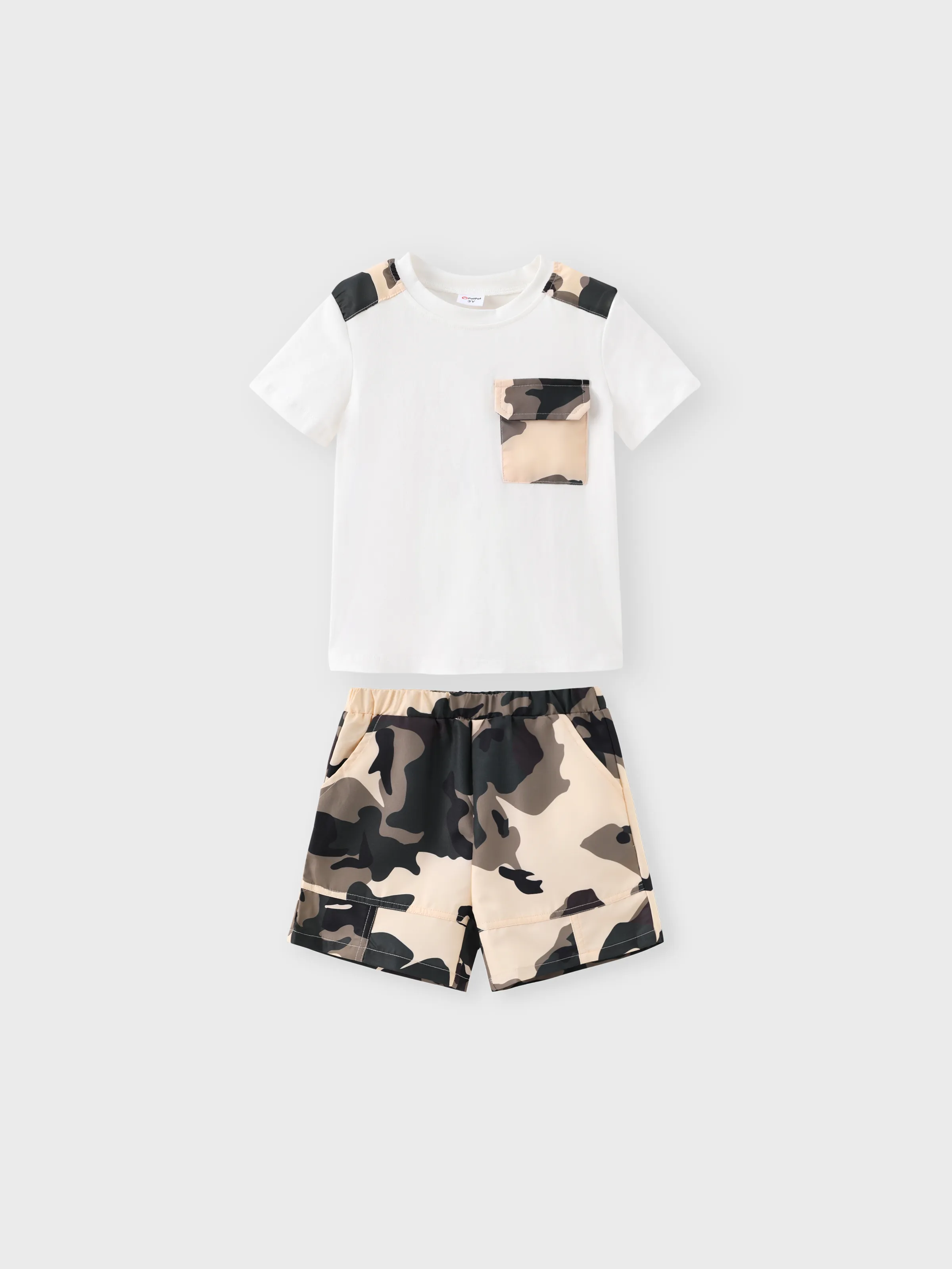 2pcs Toddler Boy Casual Camouflage Print Tee and Shorts Set