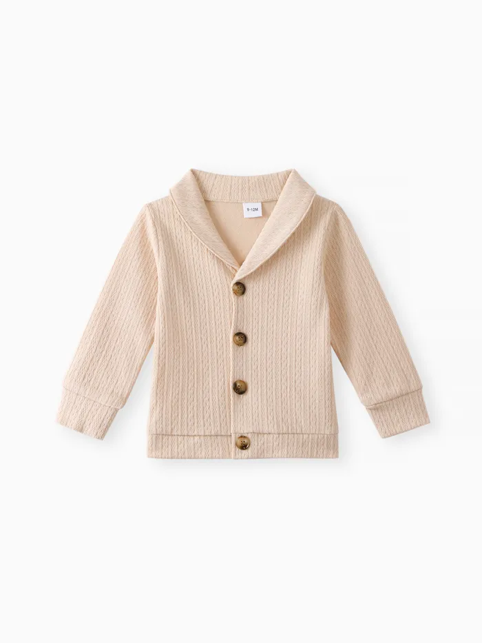 Baby Solid Lapel Button Down Long-sleeve Outwear