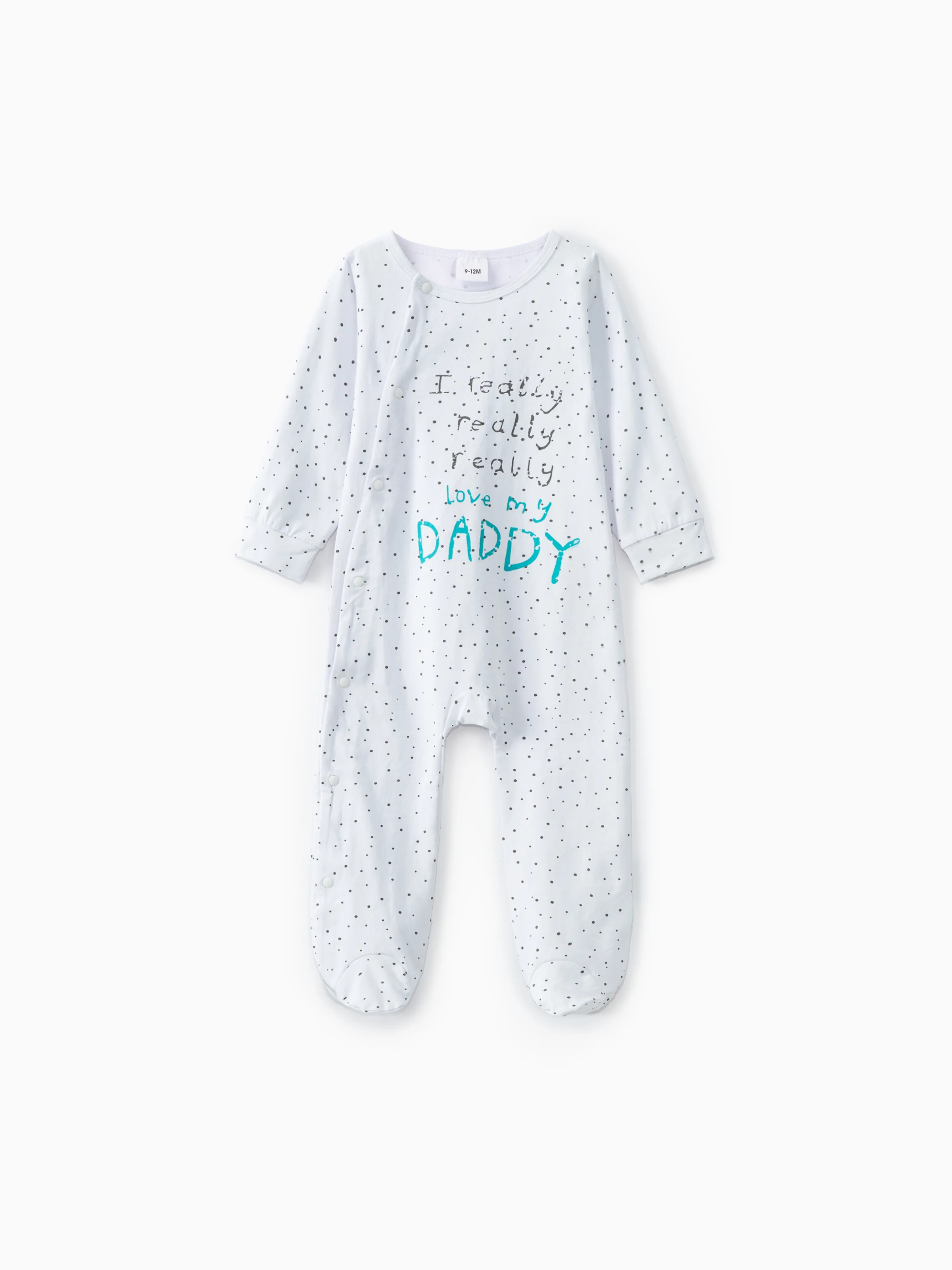 

Baby Boy/Girl 95% Cotton Long-sleeve Footed Letter Print Jumpsuit