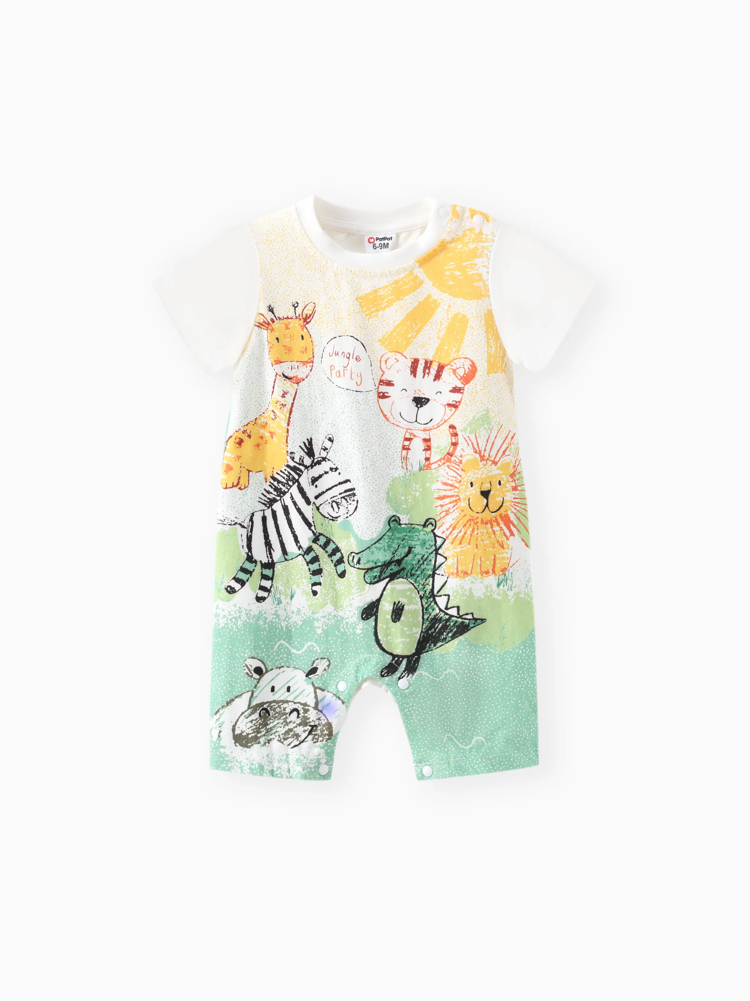 

100% Cotton Animal Print Short-sleeve Baby Romper