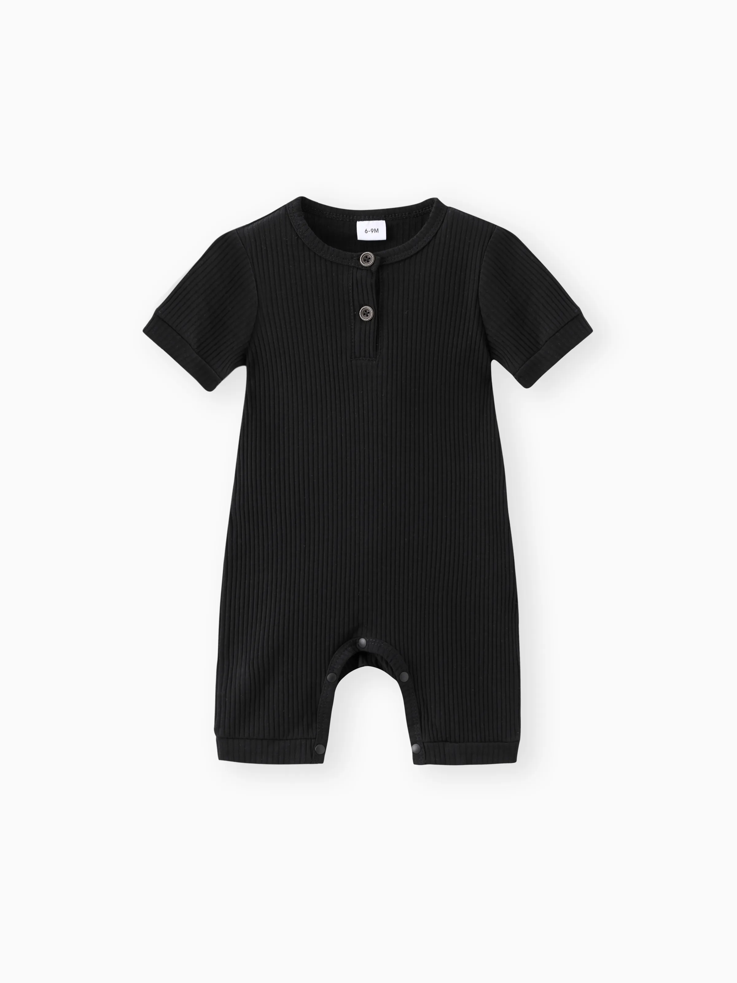 

Baby Boy/Girl Cotton Ribbed Short-sleeve Button Up Romper