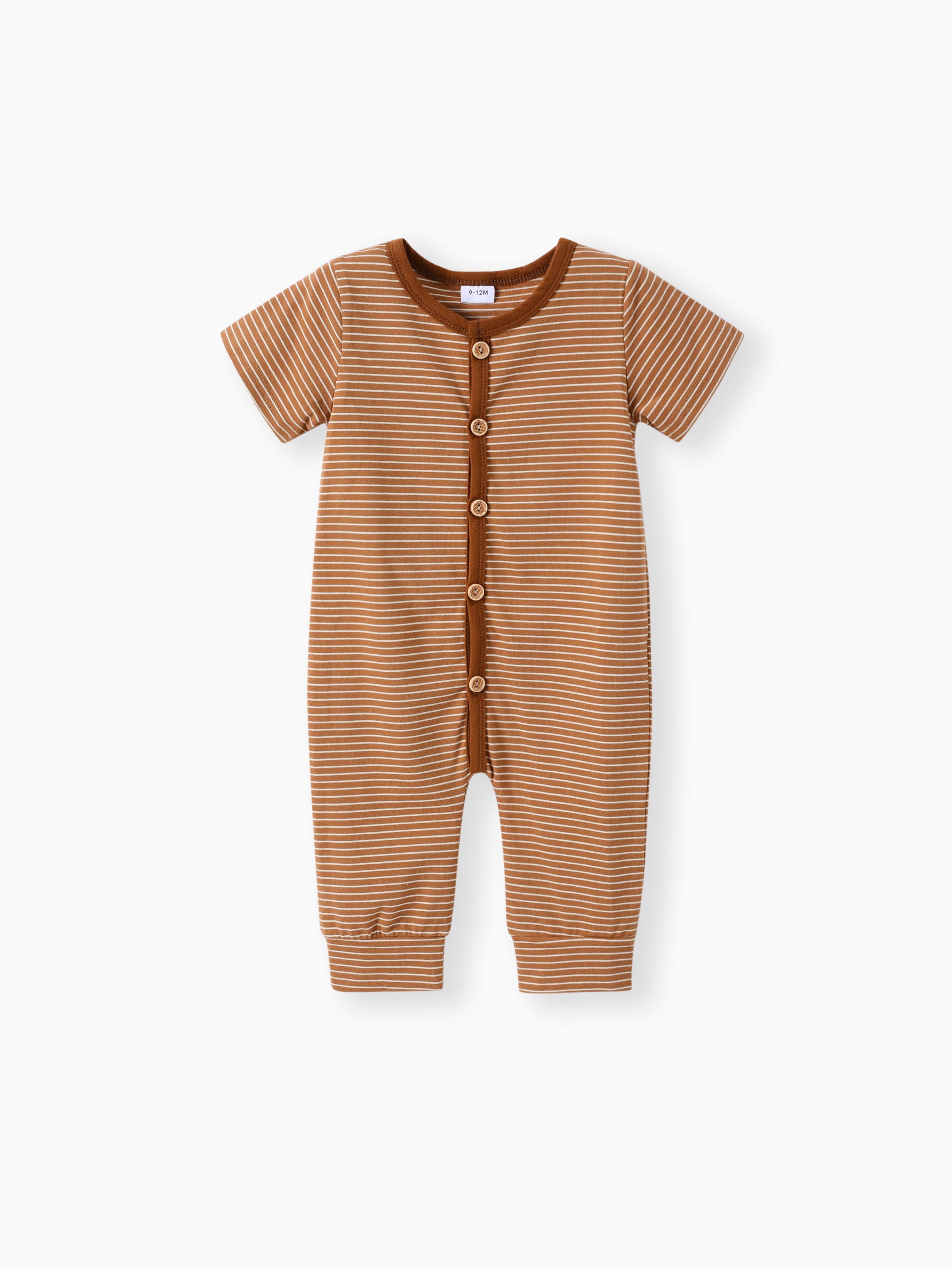 

Stripe Print Short-sleeve Baby Jumpsuit