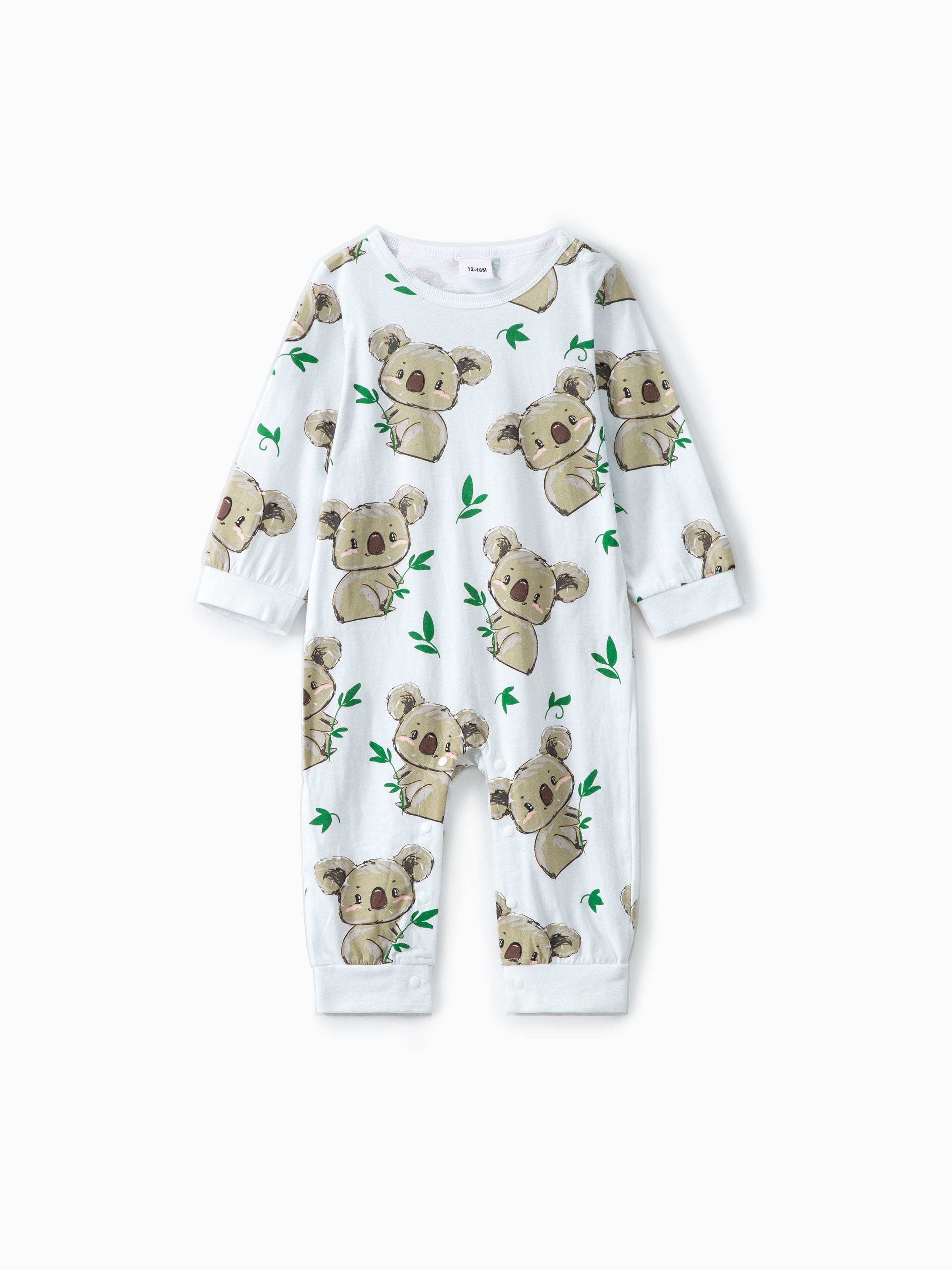 

100% Cotton Koala Print Long-sleeve Baby Jumpsuit