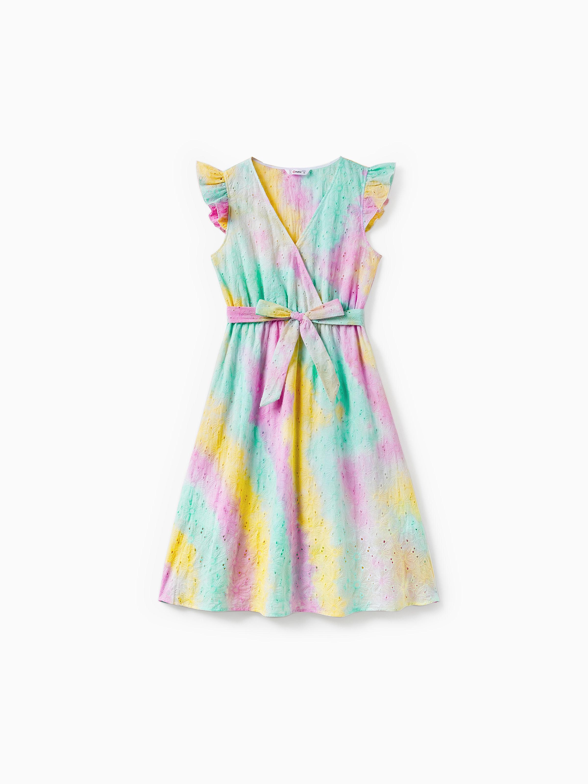 

Mommy and Me Tie-Dyed Embroidered Cotton Dress with Hidden Snap