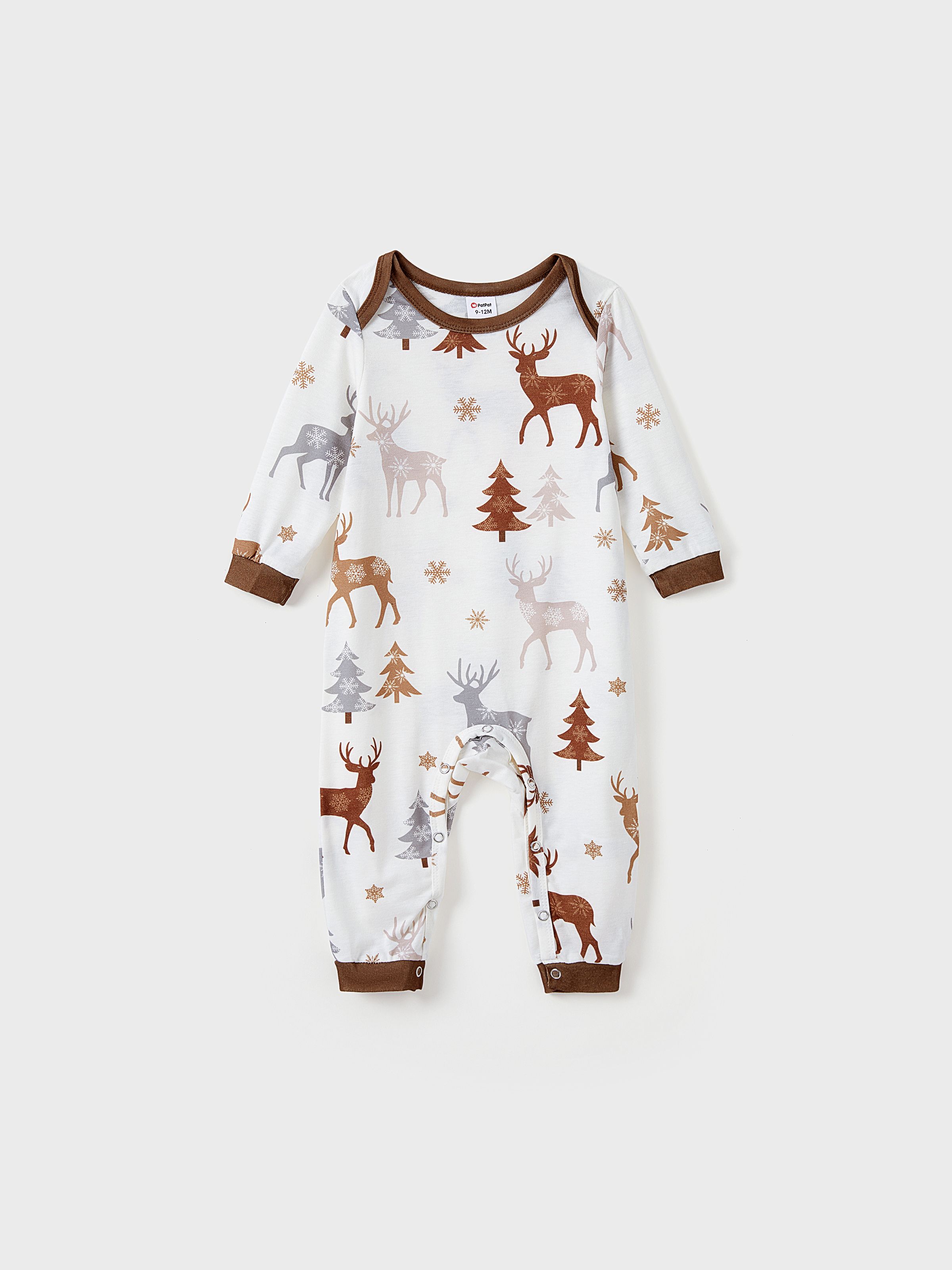 

Christmas Family Matching Reindeer&Trees Print Long-sleeve Pajamas Sets(Flame resistant)