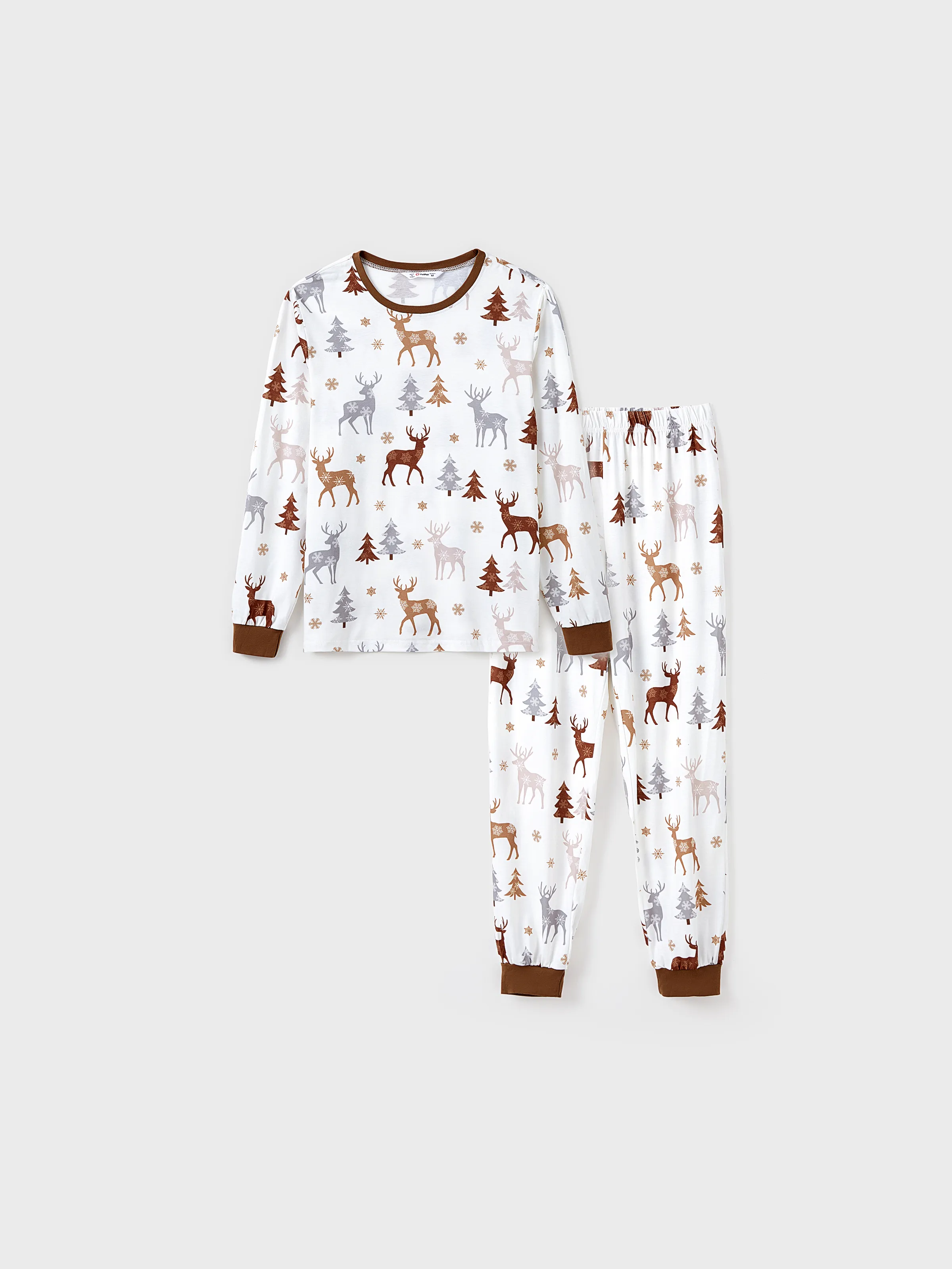 

Christmas Family Matching Reindeer&Trees Print Long-sleeve Pajamas Sets(Flame resistant)