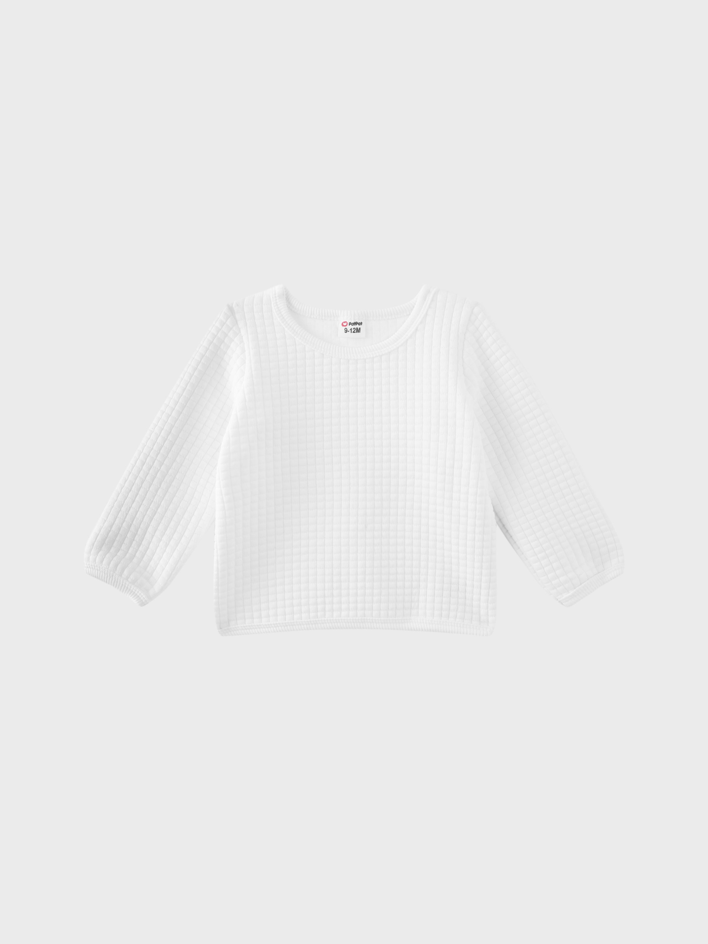 

Baby Boy/Girl Solid Waffle Textured Long-sleeve Pullover Sweatshirt