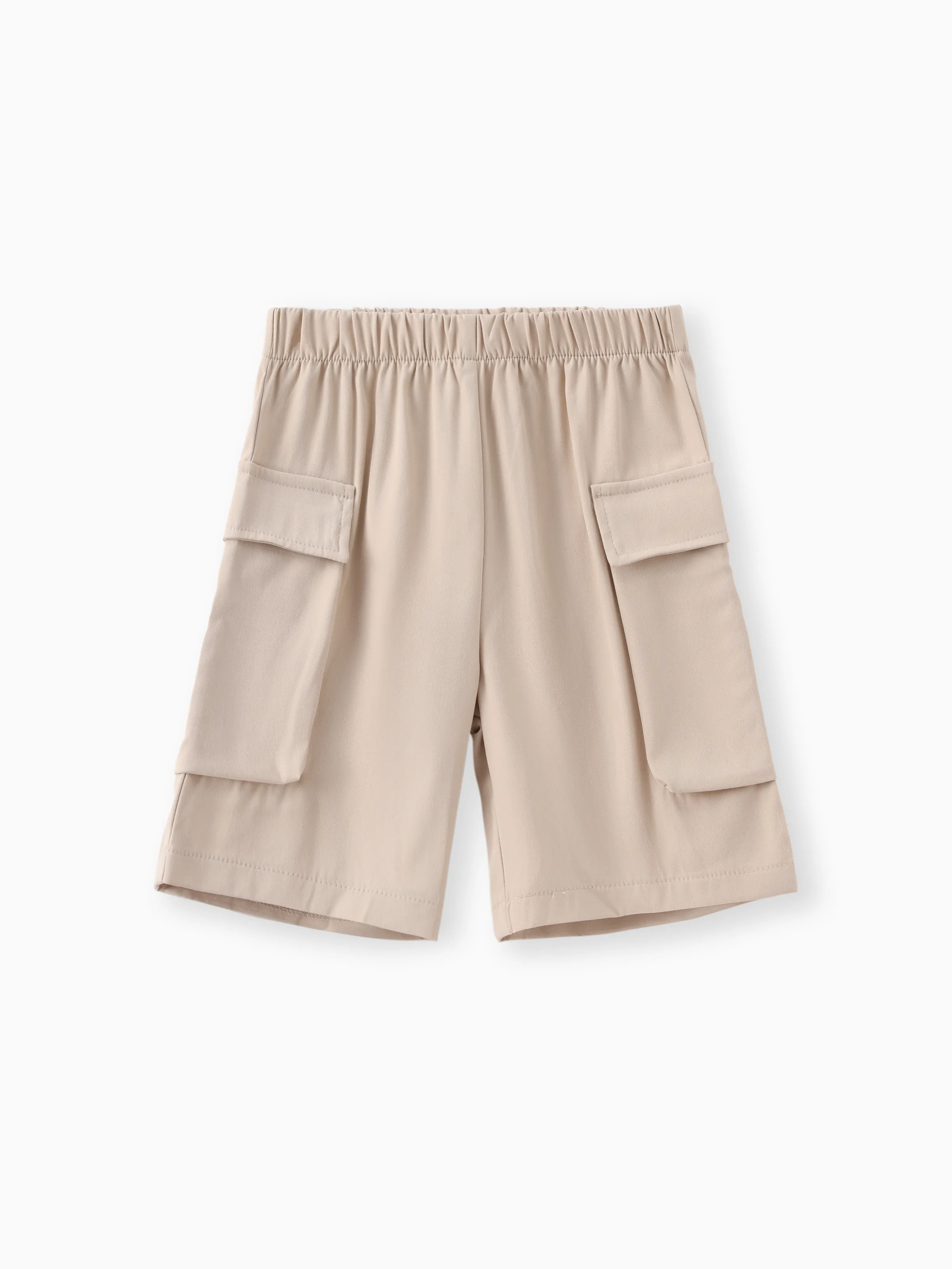 

Boy's Casual Polyester Shorts with Pockets - Solid Color