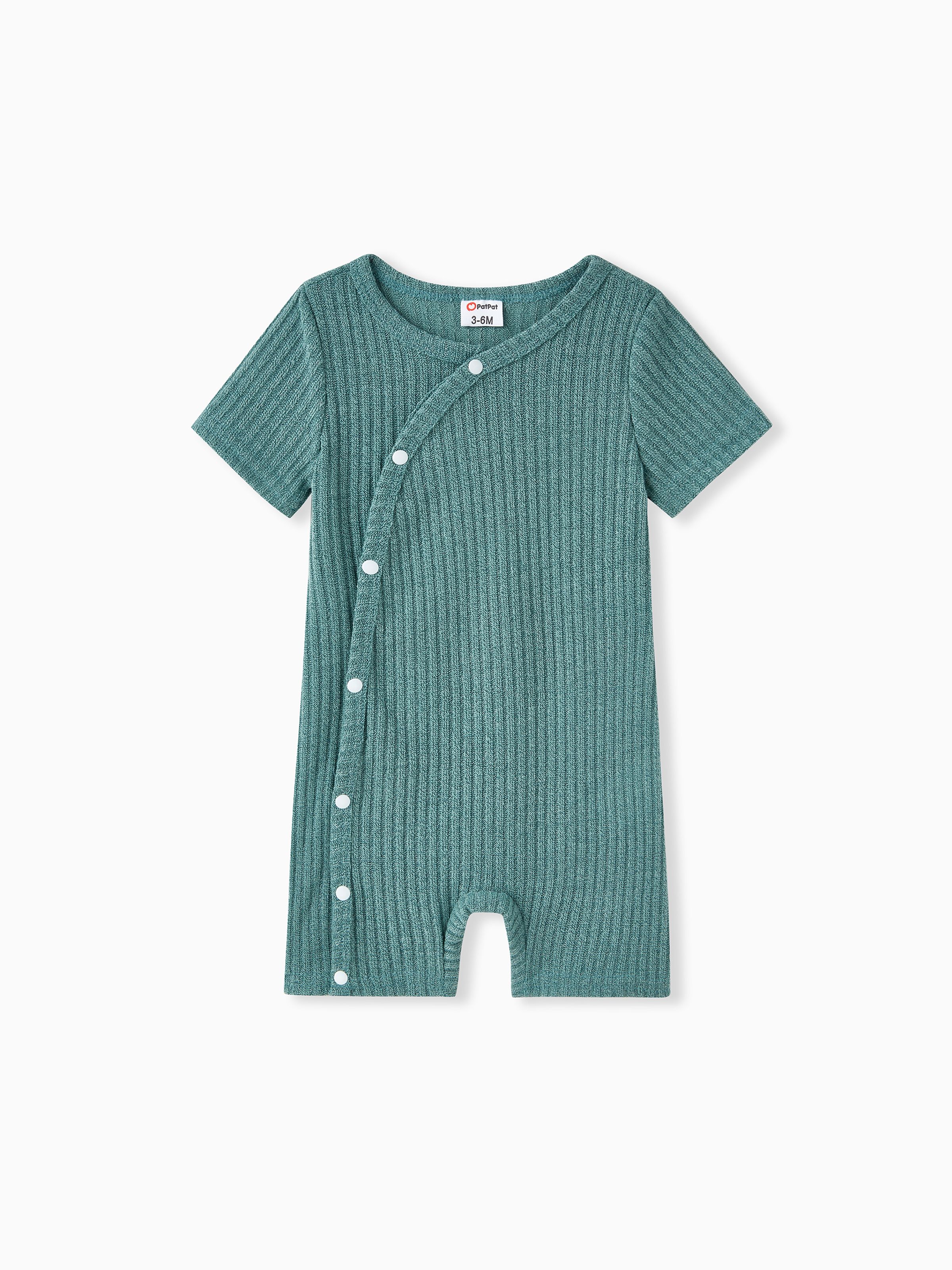

Baby Boy/Girl Solid Ribbed Short-sleeve Romper