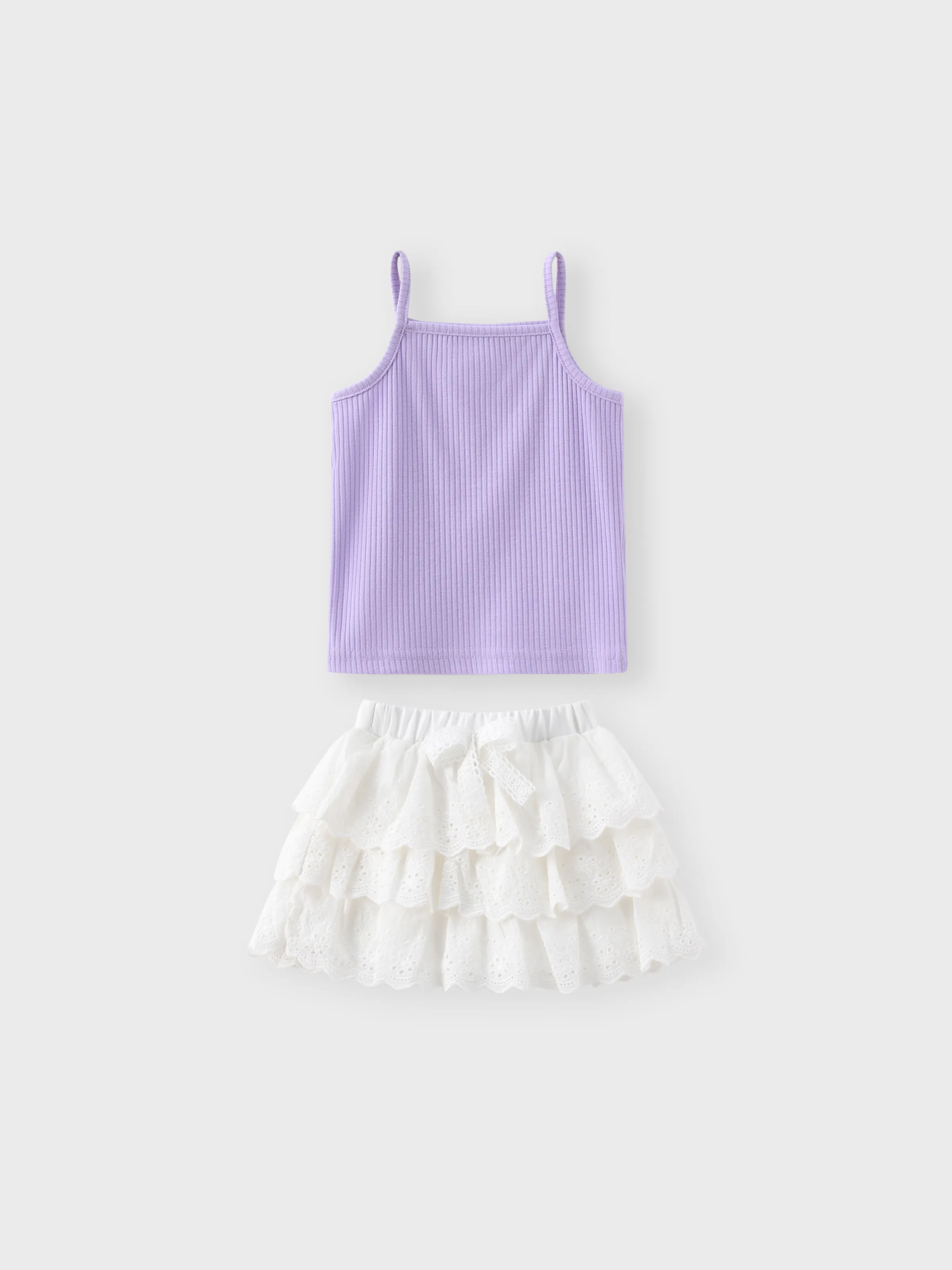 

Cute Purple Suspender Top and White Princess Dress Set for Baby Girls