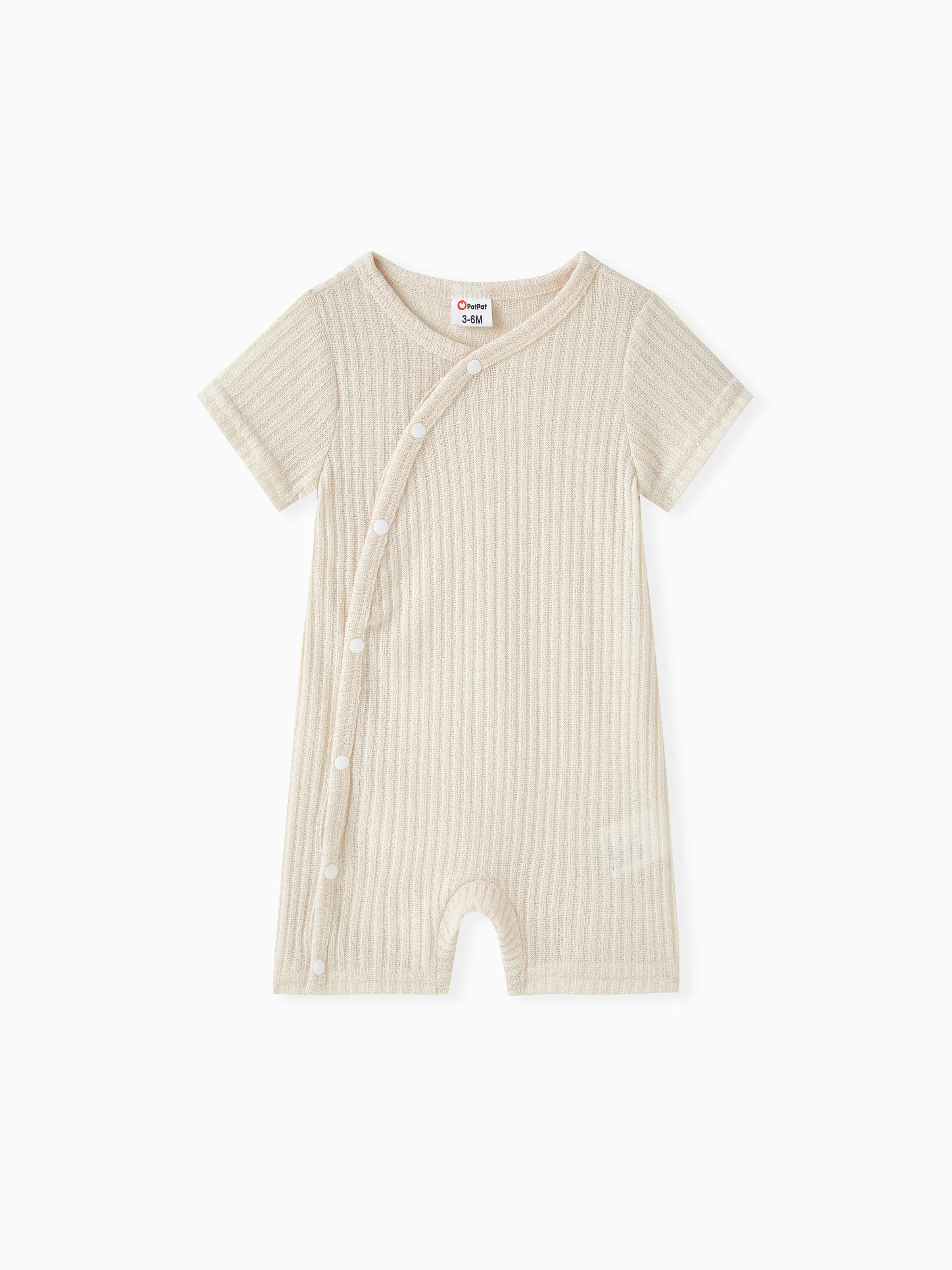 

Baby Boy/Girl Solid Ribbed Short-sleeve Romper