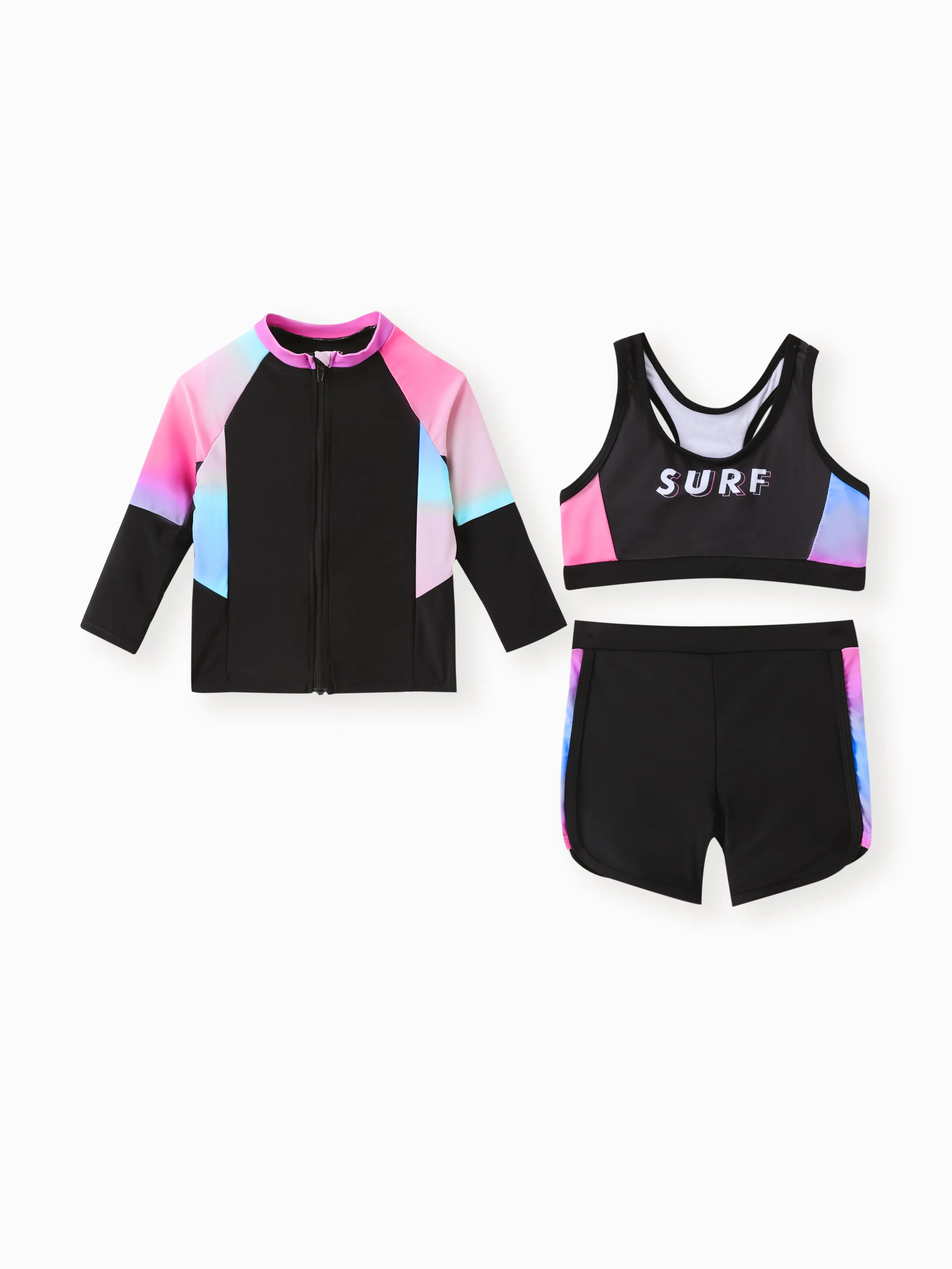 

Toddler Girl 3pcs Sporty Swimsuits Set