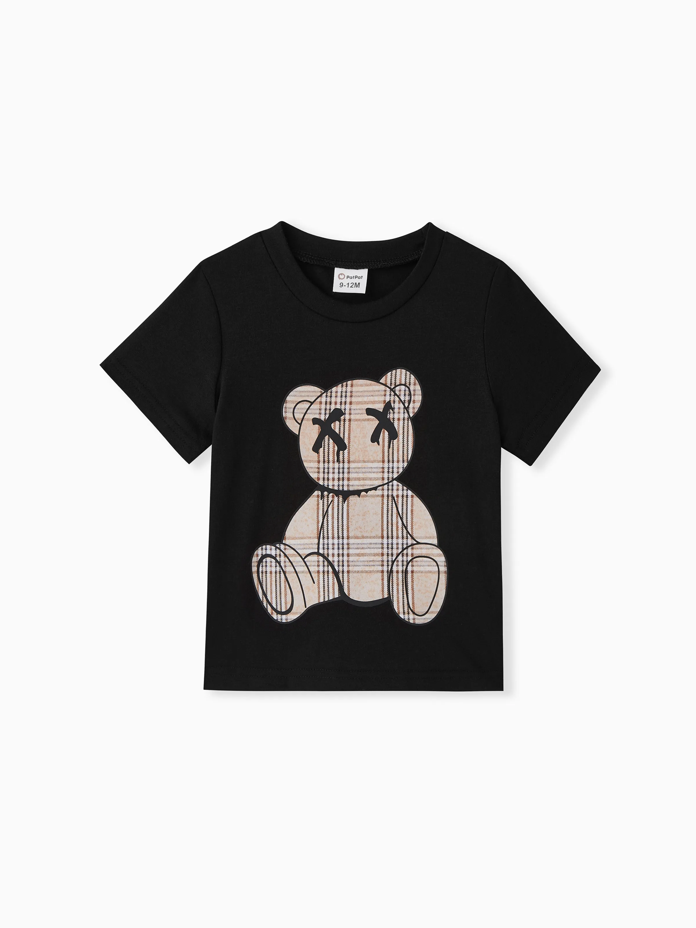 Baby Girl/Boy Plaid Bear Graphic Short-sleeve Tee 