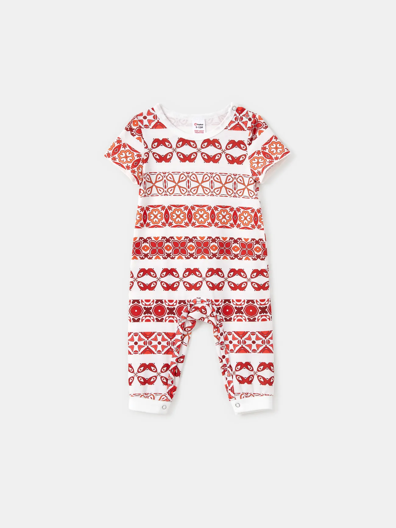 

Family Matching Fair Isle Printed Short-Sleeve Top and Pocketed Shorts Pajamas Sets