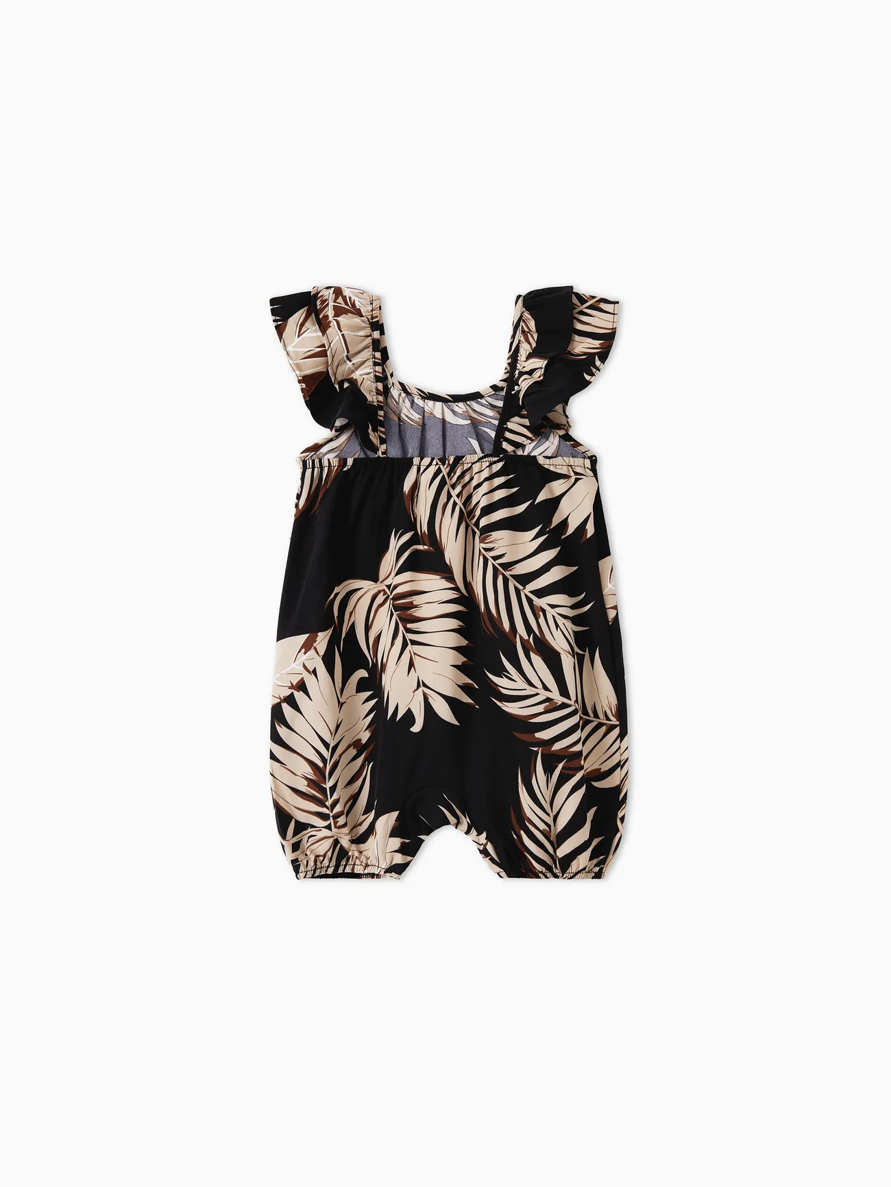 Baby Girl - Black Tropical Outfits - Family Matching Hawaiian/Cruise/Resort Outfits (Halter Dresses) with Leaves Pattern - Black - image 14
