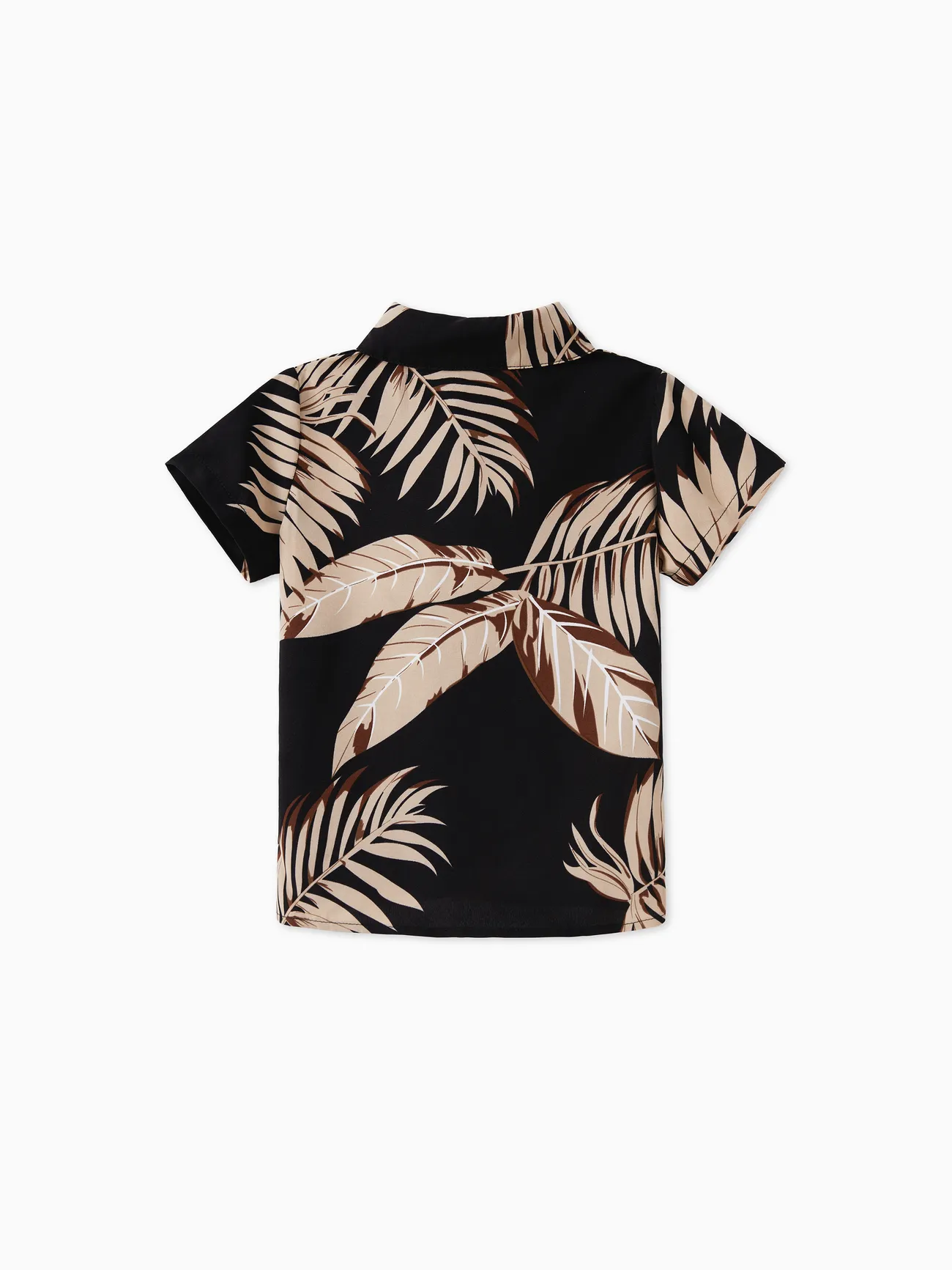 Boy - Black Tropical Outfits - Family Matching Hawaiian/Cruise/Resort Outfits (Halter Dresses) with Leaves Pattern - Black - image 18