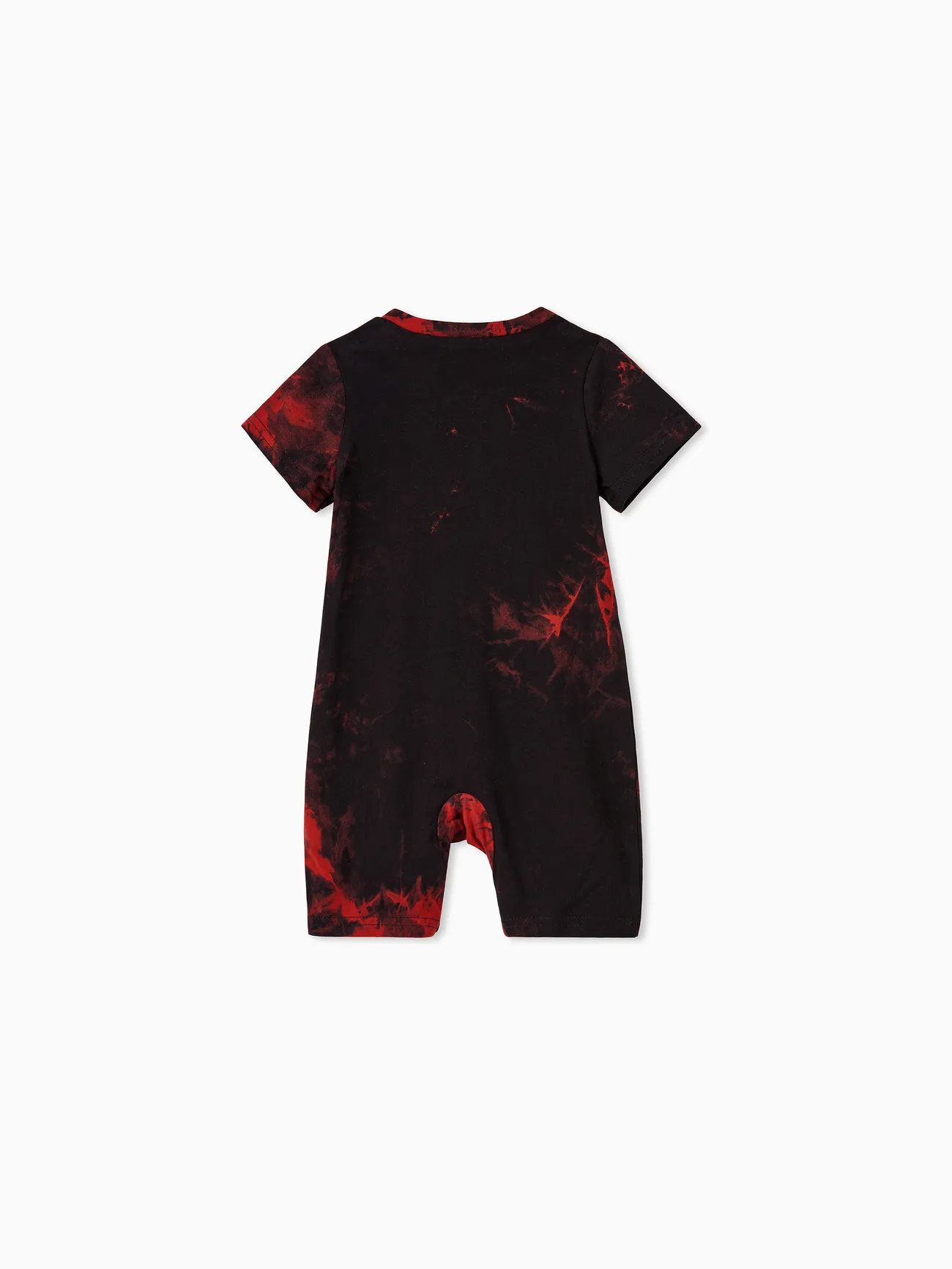 Baby - Family Tie-Dyed Cotton Casual Romper with Snaps - redblack - image 13