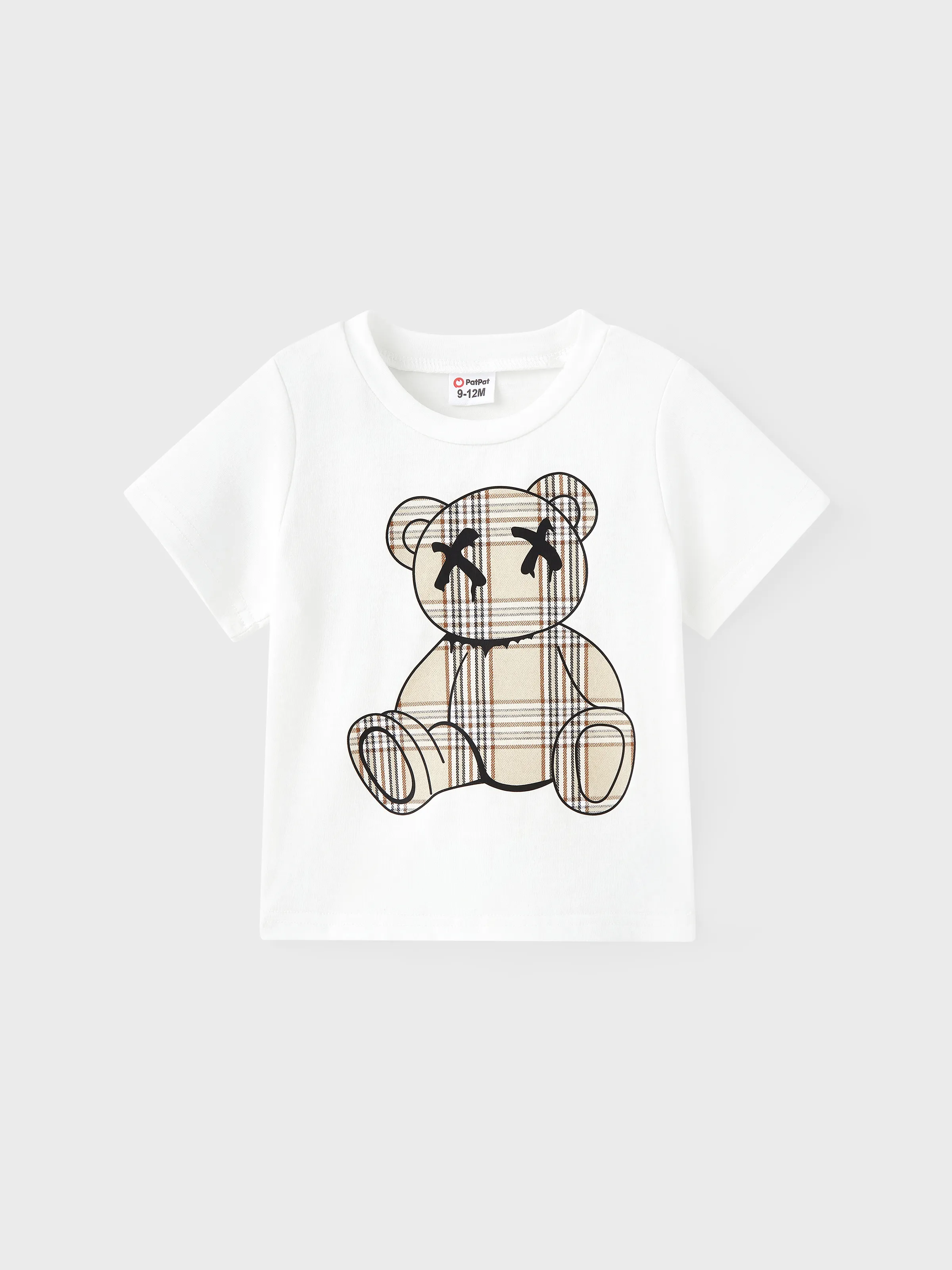 

Baby Girl/Boy Plaid Bear Graphic Short-sleeve Tee