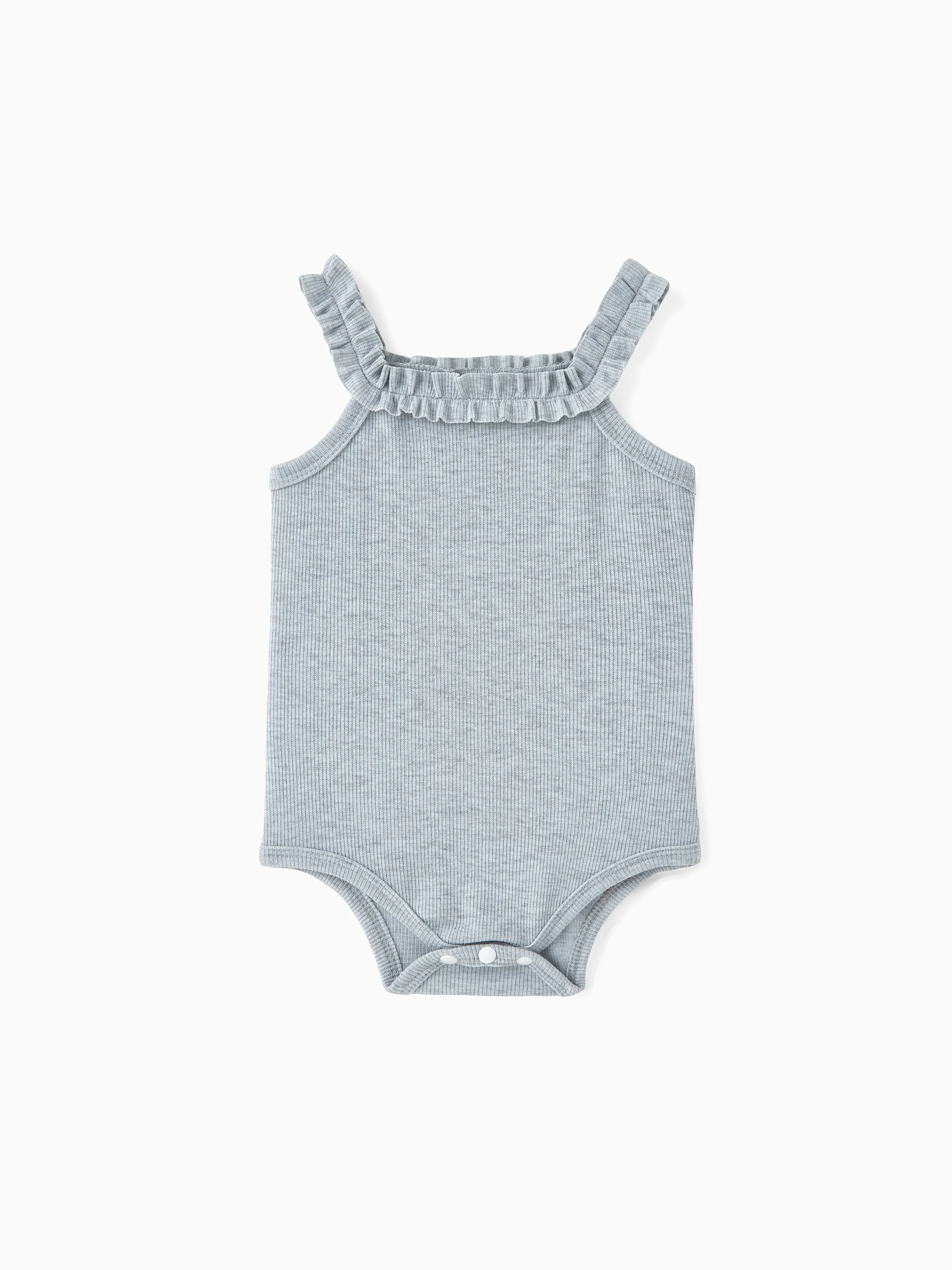 

A Cute Sleeveless Romper with Agaric Edge for Baby Girl, in Polyester-Cotton-Spandex Fabric