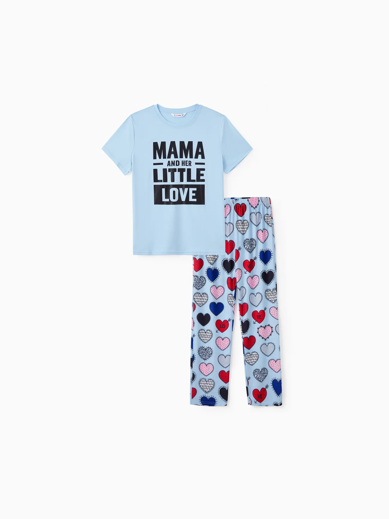 

Family Matching Text and Heart Print Polyester Pants and Tops Pajamas Sets