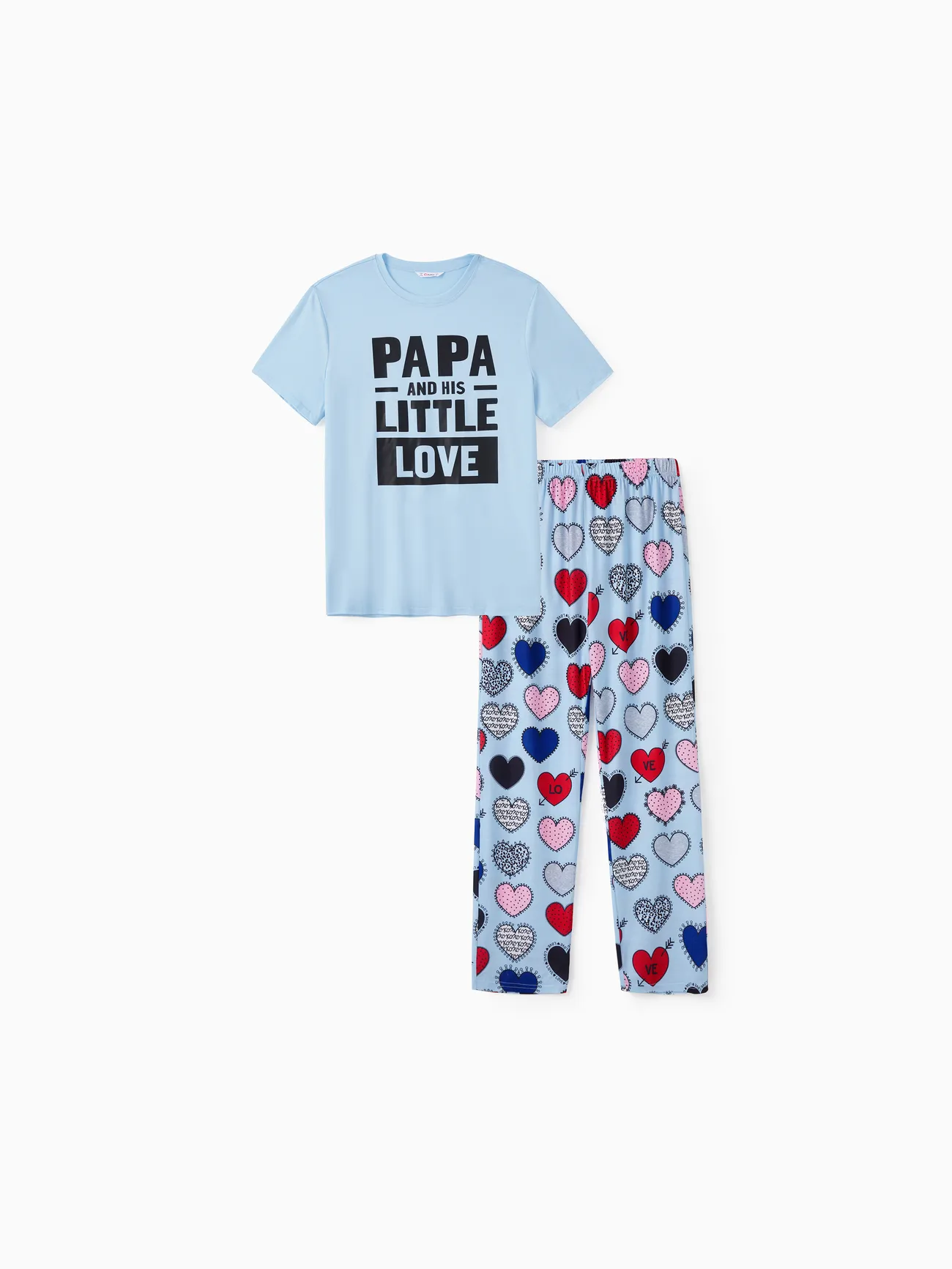 

Family Matching Text and Heart Print Polyester Pants and Tops Pajamas Sets