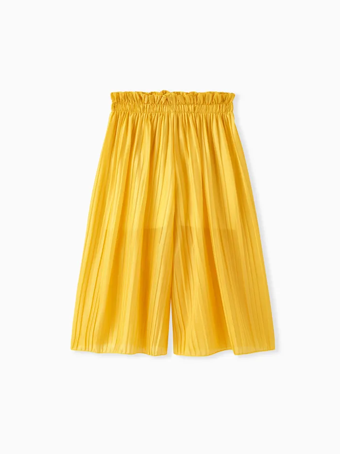 Sweet Girl Pantalones Casuales Sueltos en Color Sólido, 100% Poliéster, 1pc
