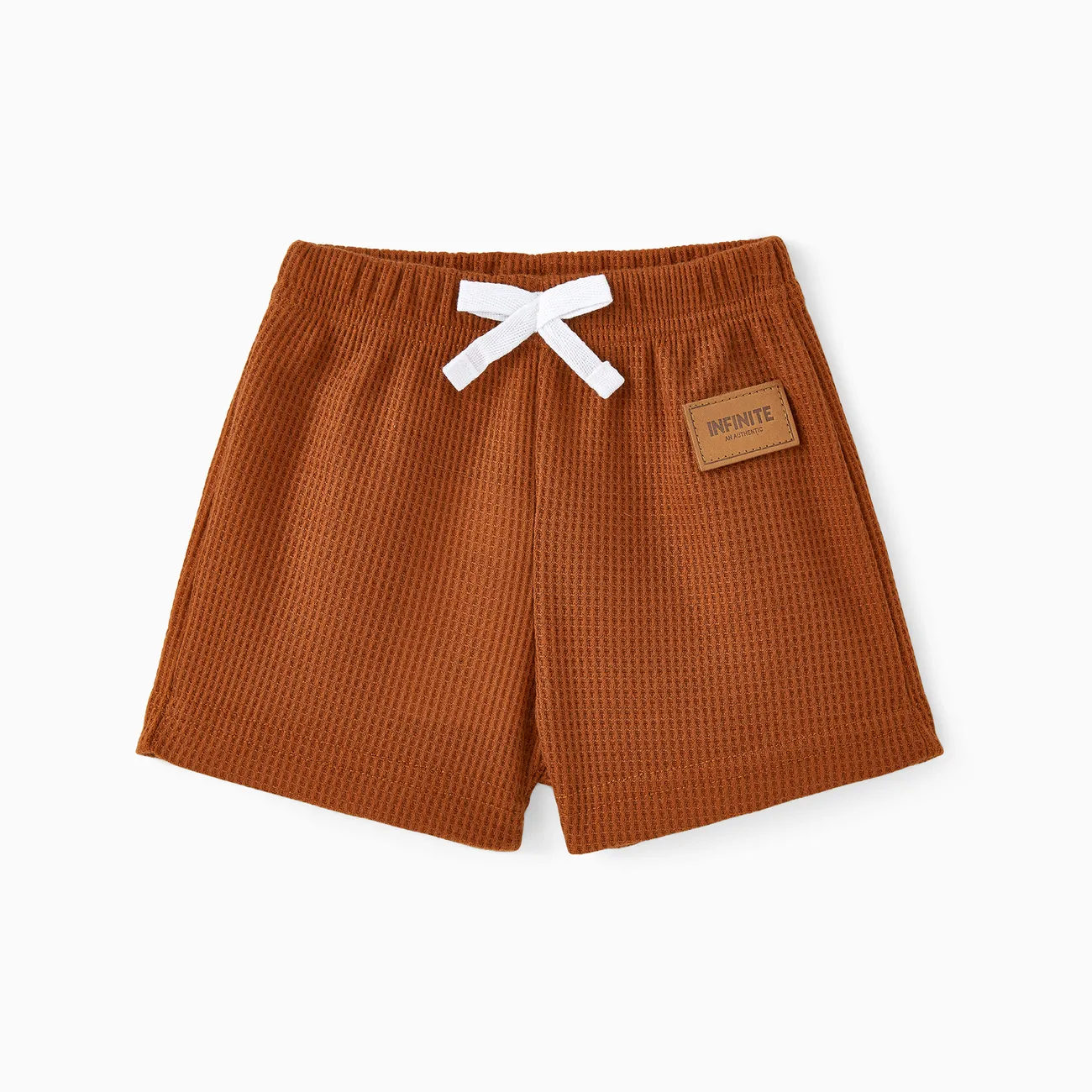 Baby Boy/Girl Badge Detail Solid Waffle Textured Shorts
