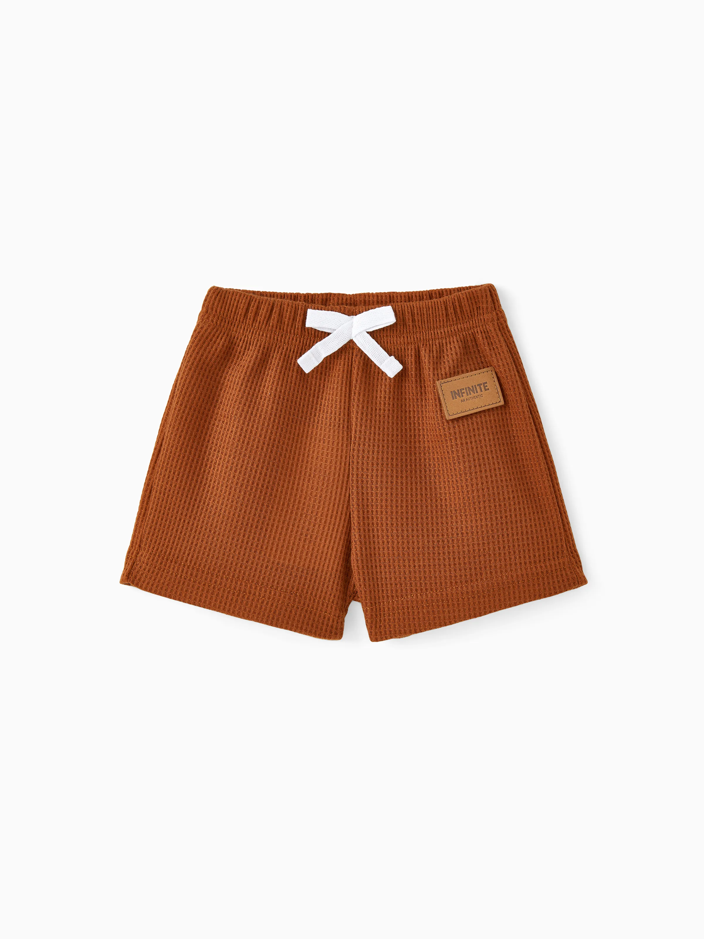 

Baby Boy/Girl Badge Detail Solid Waffle Textured Shorts