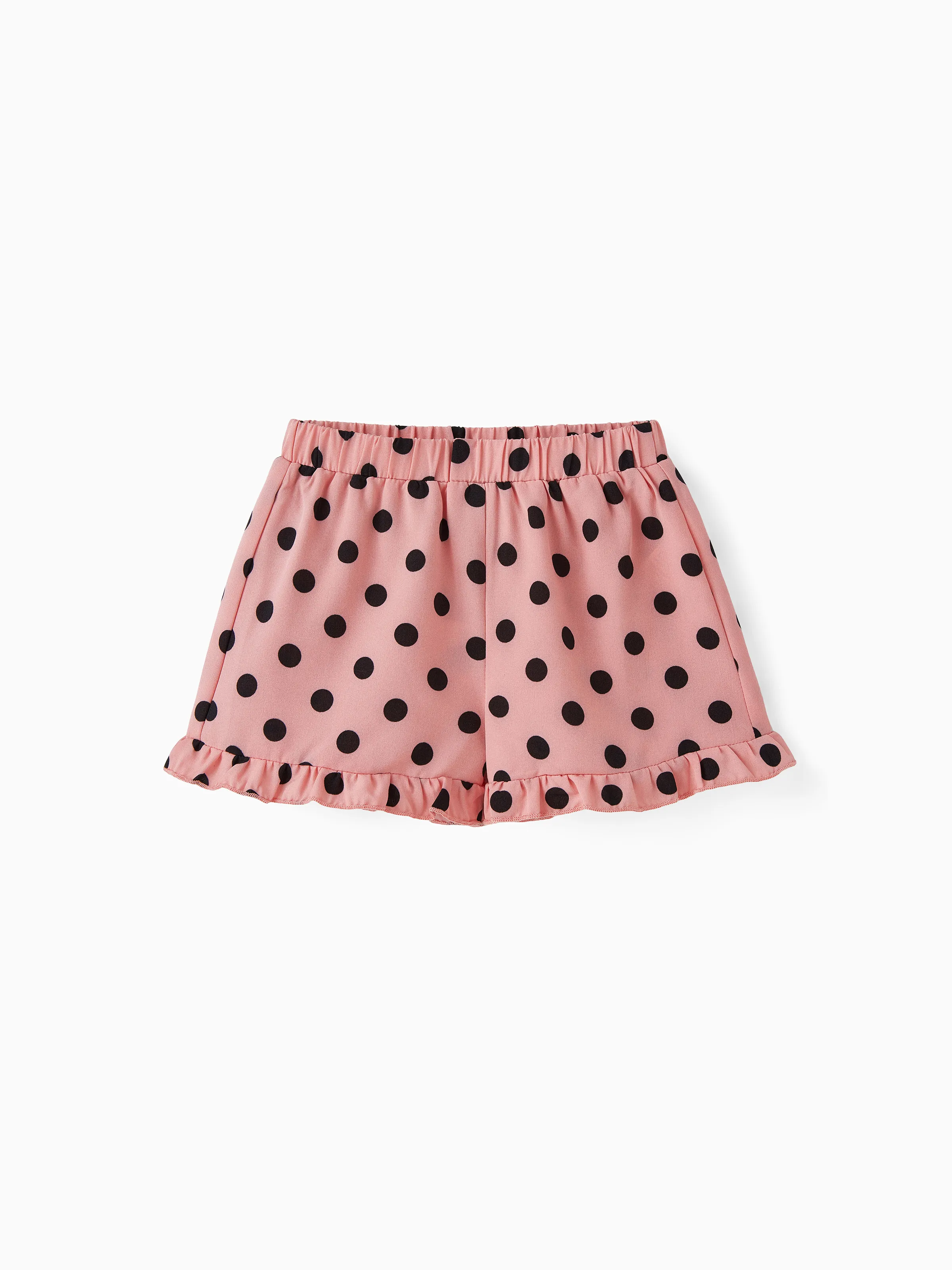

Toddler Girl Polka Dots Pattern Ruffle Hem Shorts