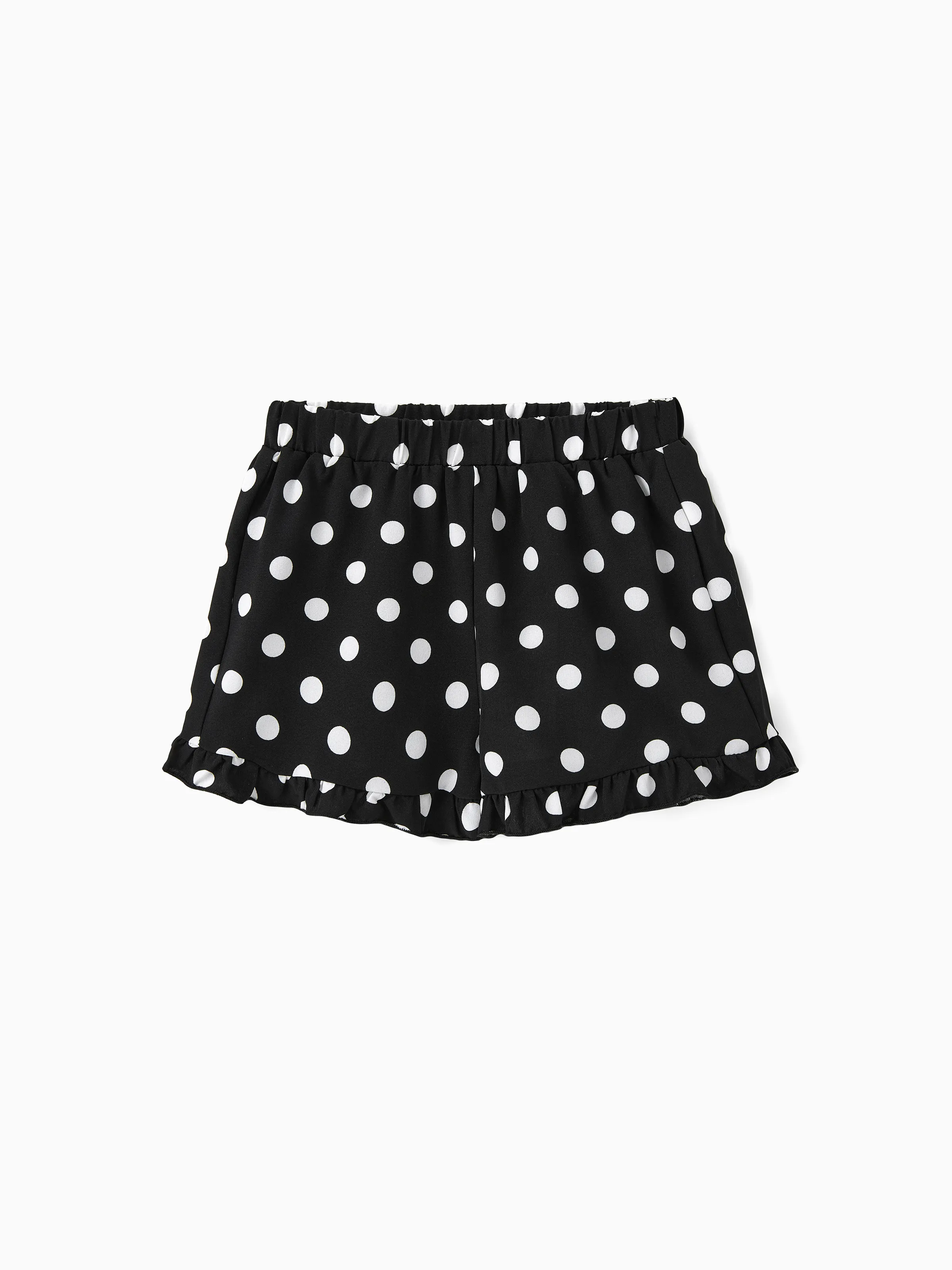 

Toddler Girl Polka Dots Pattern Ruffle Hem Shorts