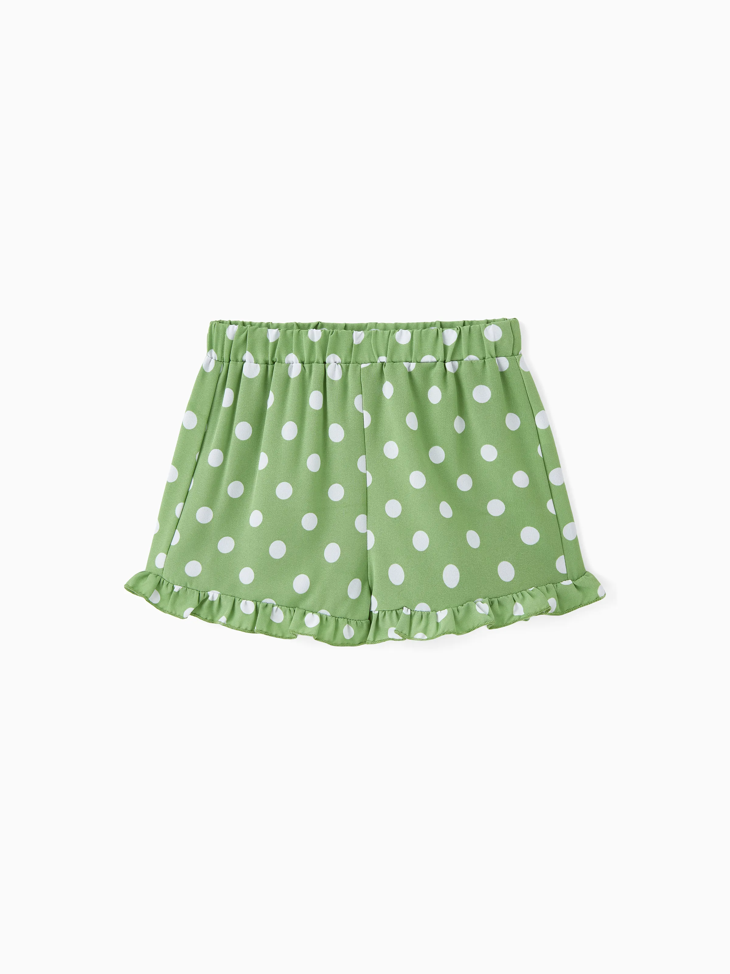 

Toddler Girl Polka Dots Pattern Ruffle Hem Shorts