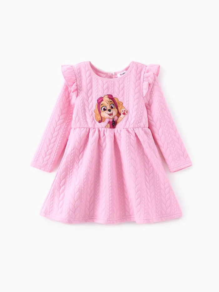 Paw Patrol Toddler Girls 1pcs Embroidered Character Ruffle Long-sleeve Dress