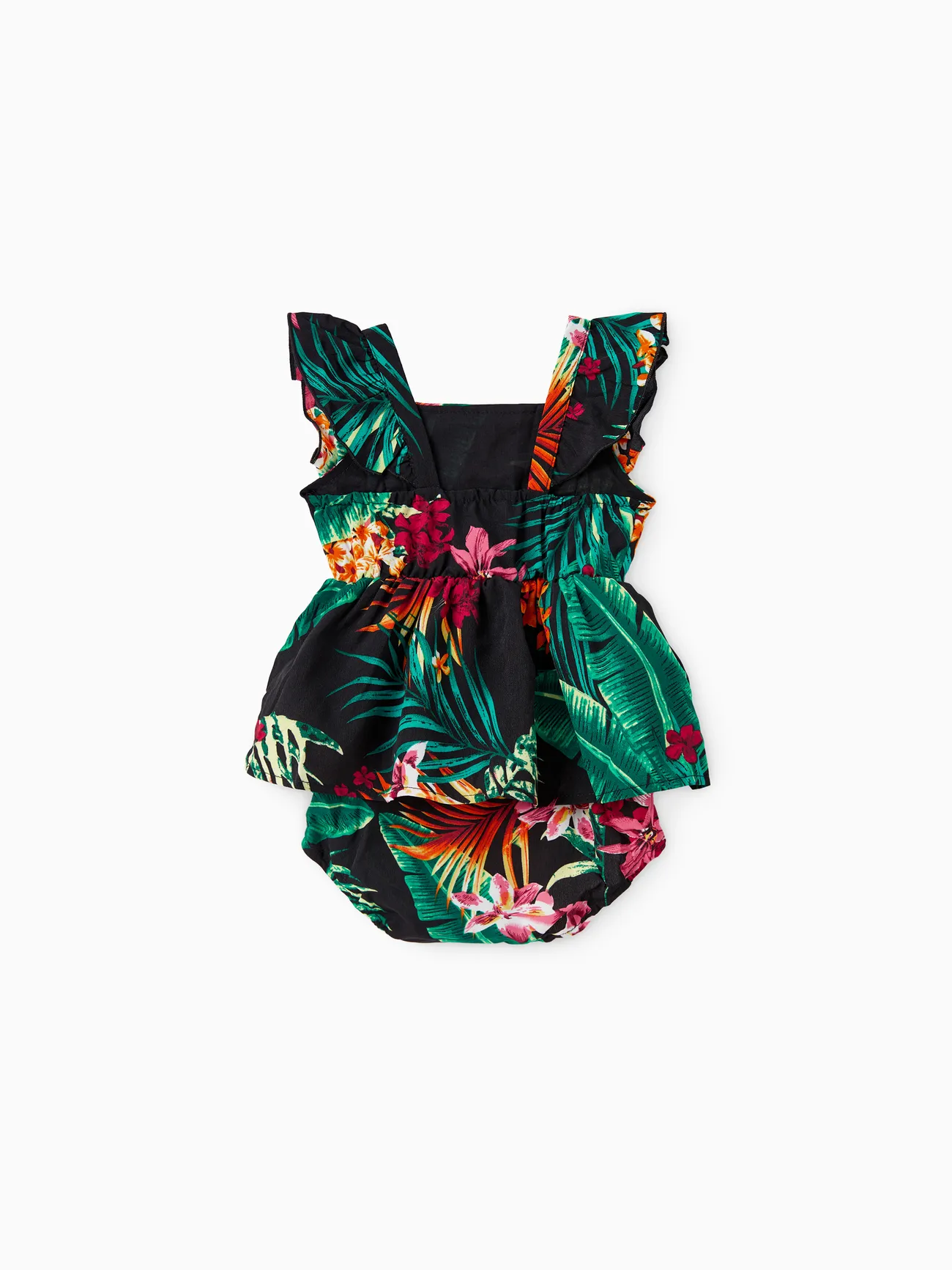 Baby Girl - Black Matching Family Tropical Vacation Sets - Plant Floral Print Shirts and Dresses for Hawaii/Cruise/Resort - Black - image 13