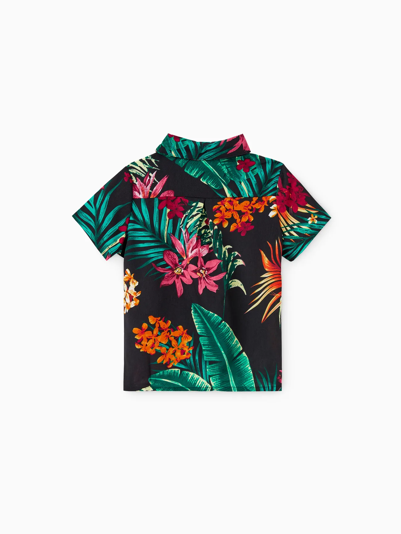 Boy - Black Matching Family Tropical Vacation Sets - Plant Floral Print Shirts and Dresses for Hawaii/Cruise/Resort - Black - image 18
