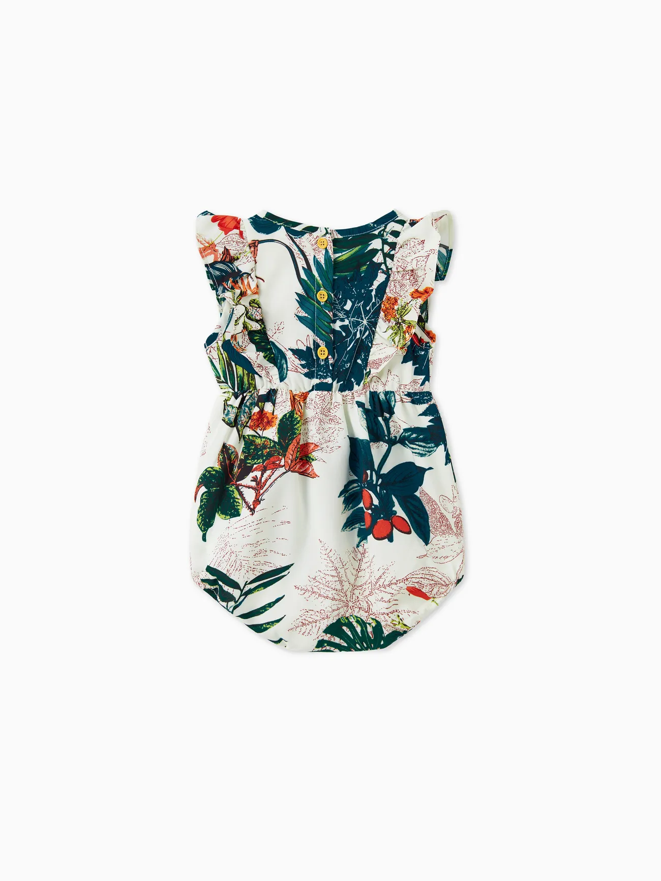 Baby Girl - Family Matching Allover Plant Floral Print Dresses and Short-sleeve Shirts Sets - Green - image 13