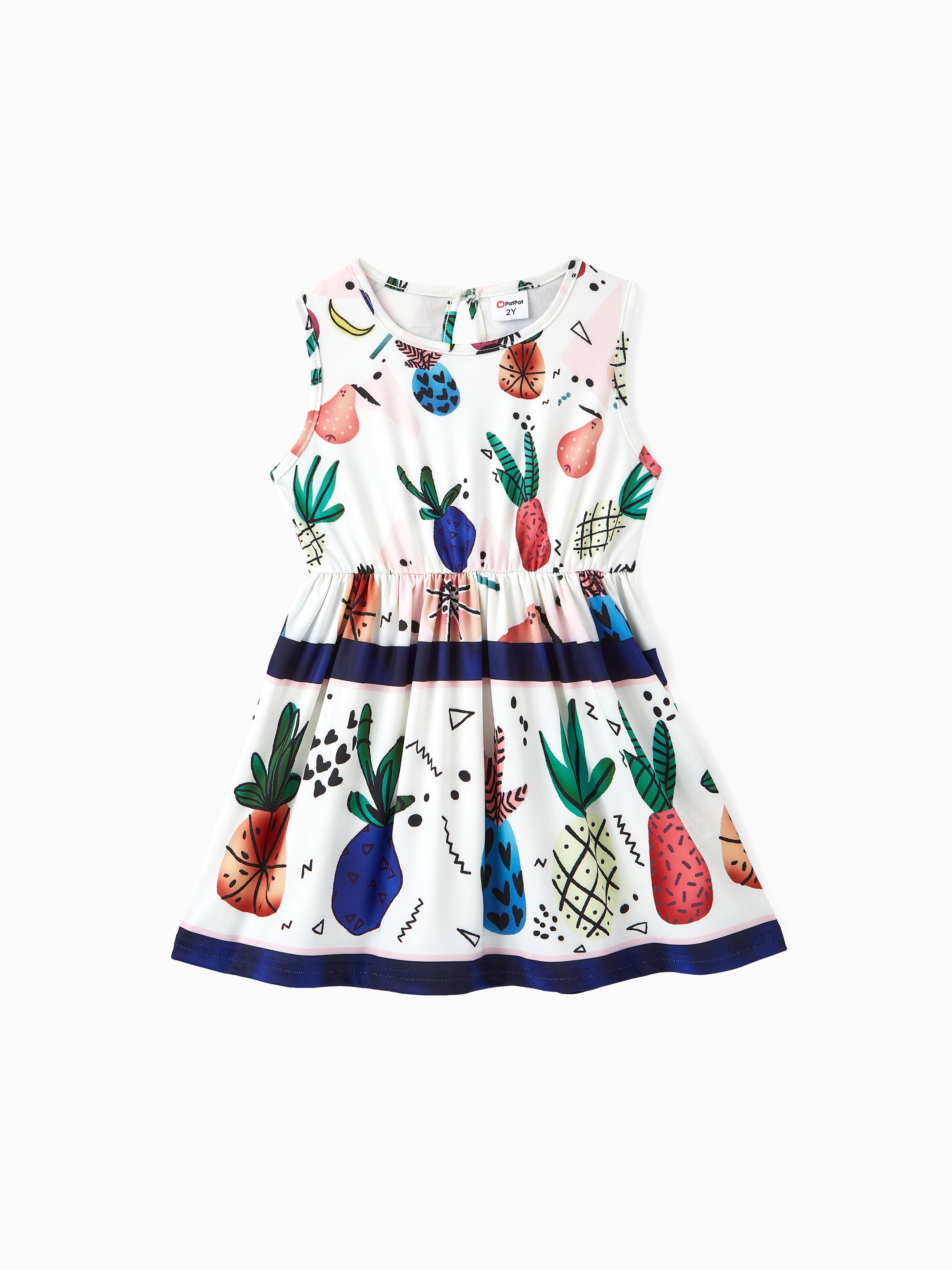 

Pineapple Print Sleeveless Girls Dress - Summer Fashion for Toddlers