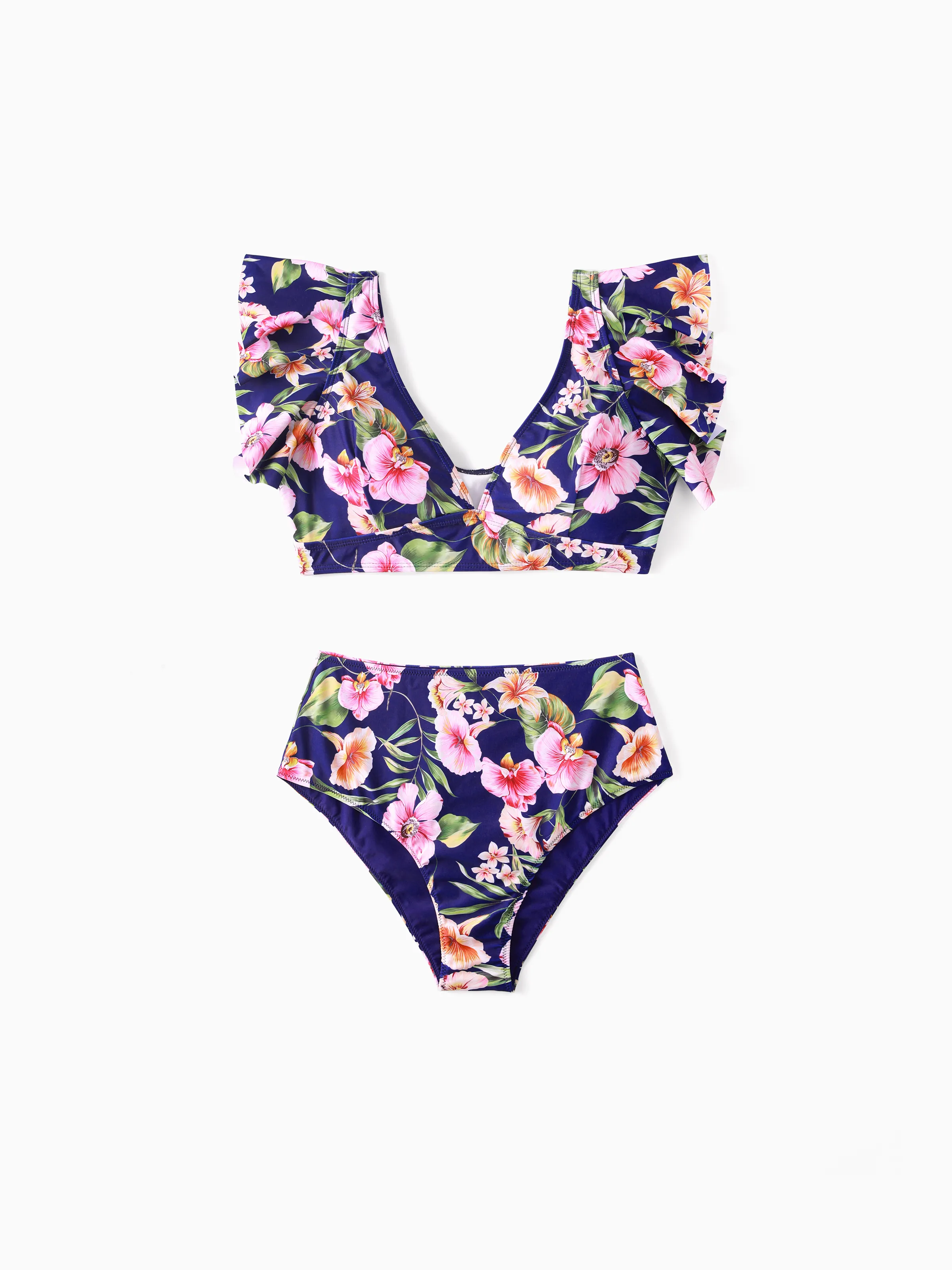 

Family Floral Drawstring Swim Trunks or Reversible Flounce Sleeves Bikini