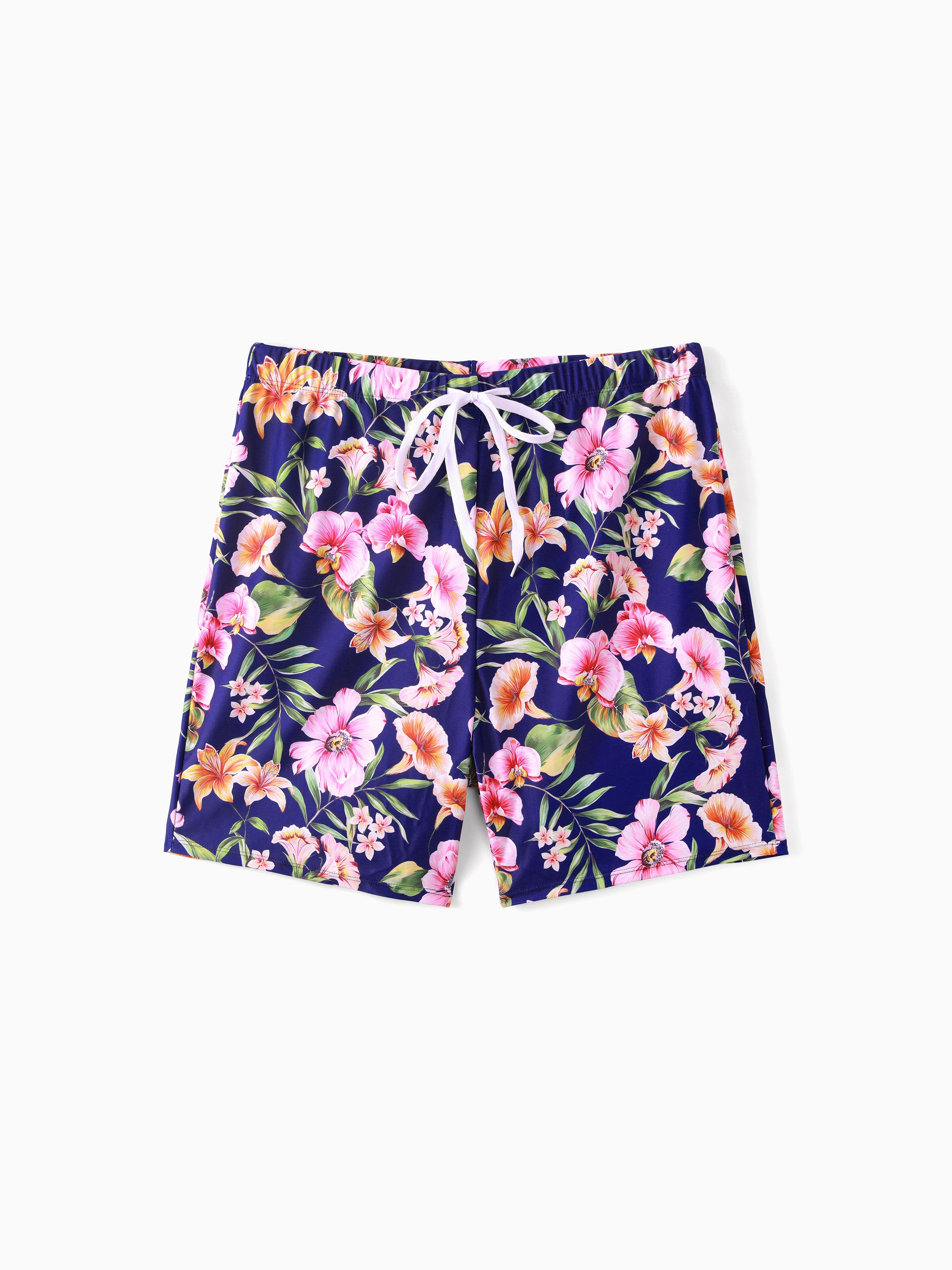 

Family Floral Drawstring Swim Trunks or Reversible Flounce Sleeves Bikini