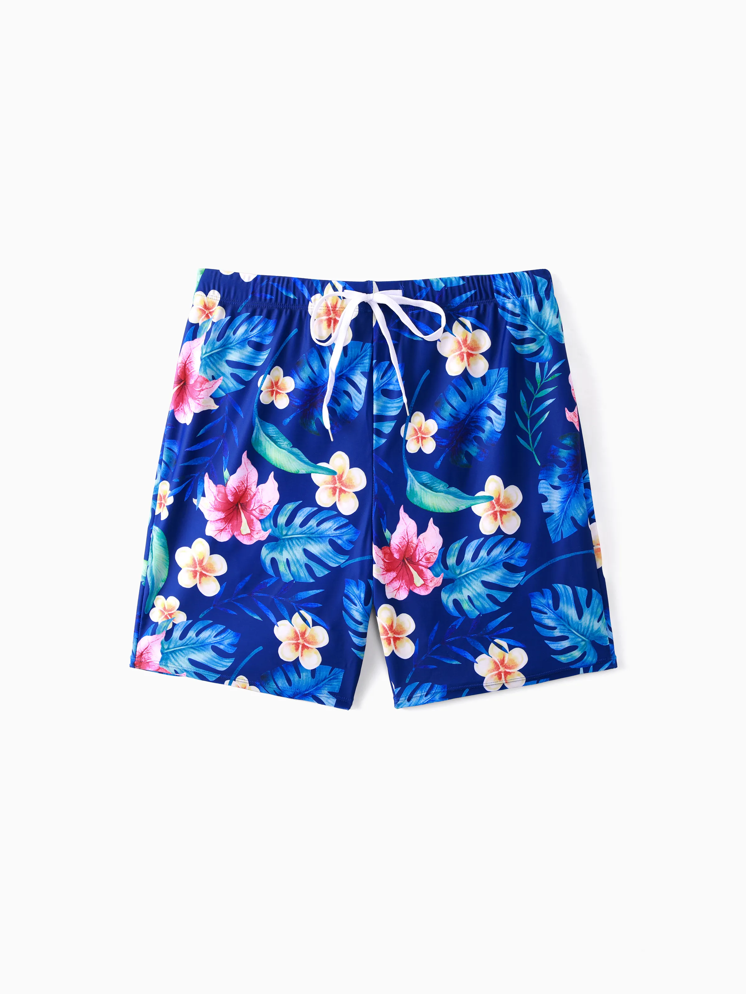 

Family Matching Blue Floral Drawstring Swim Trunk or Ruffle Sleeves Bikini