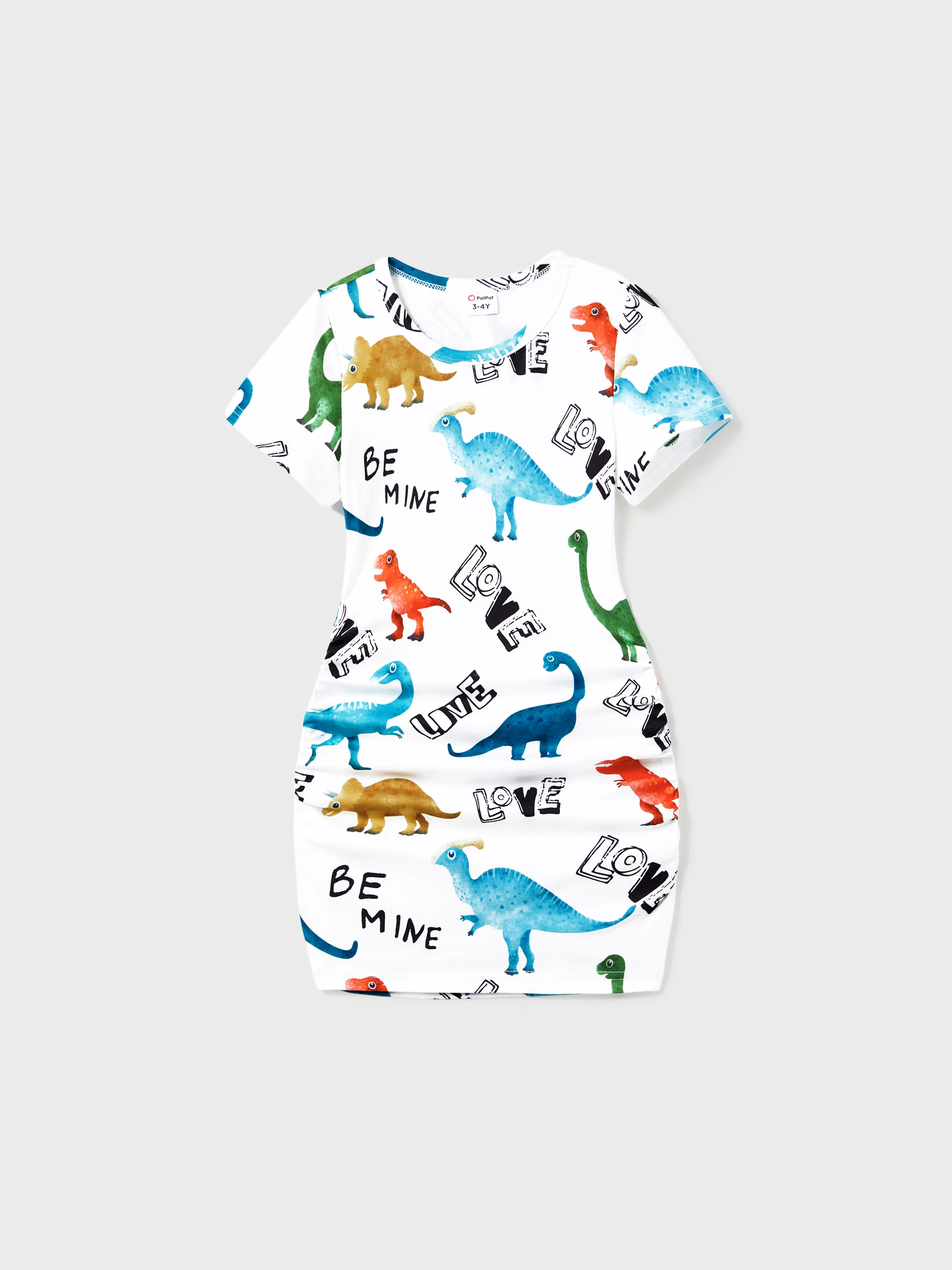 

Family Matching Allover Dinosaur Print Drawstring Ruched Bodycon Dresses and Short-sleeve T-shirts Sets