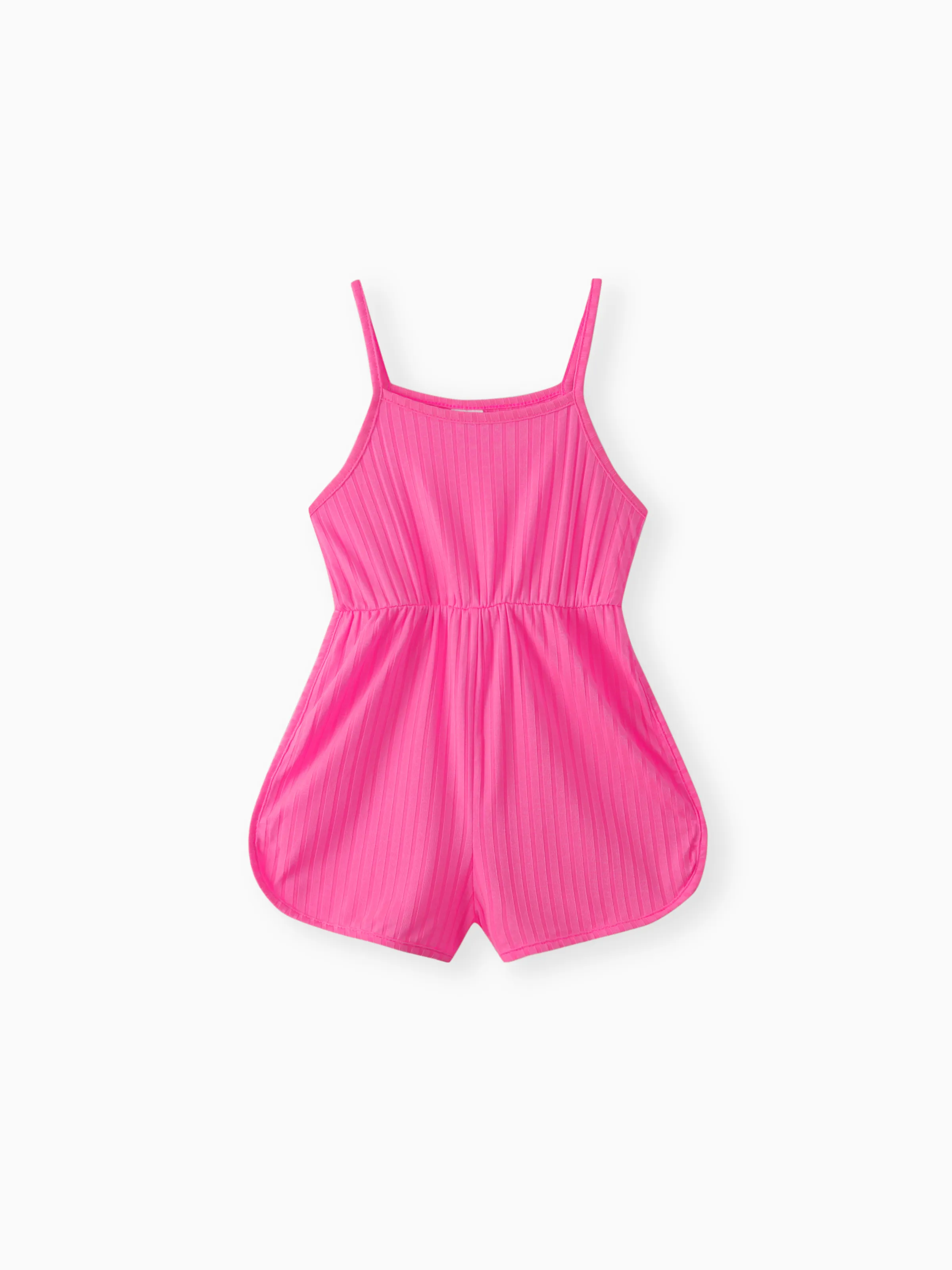 

Toddler Girl Solid Color Ribbed Cami Rompers