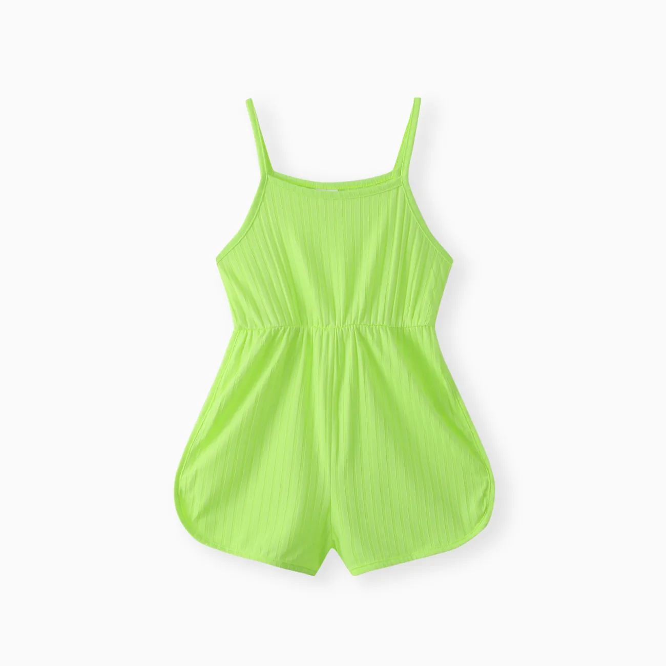 Toddler Girl Solid Color Ribbed Cami Rompers