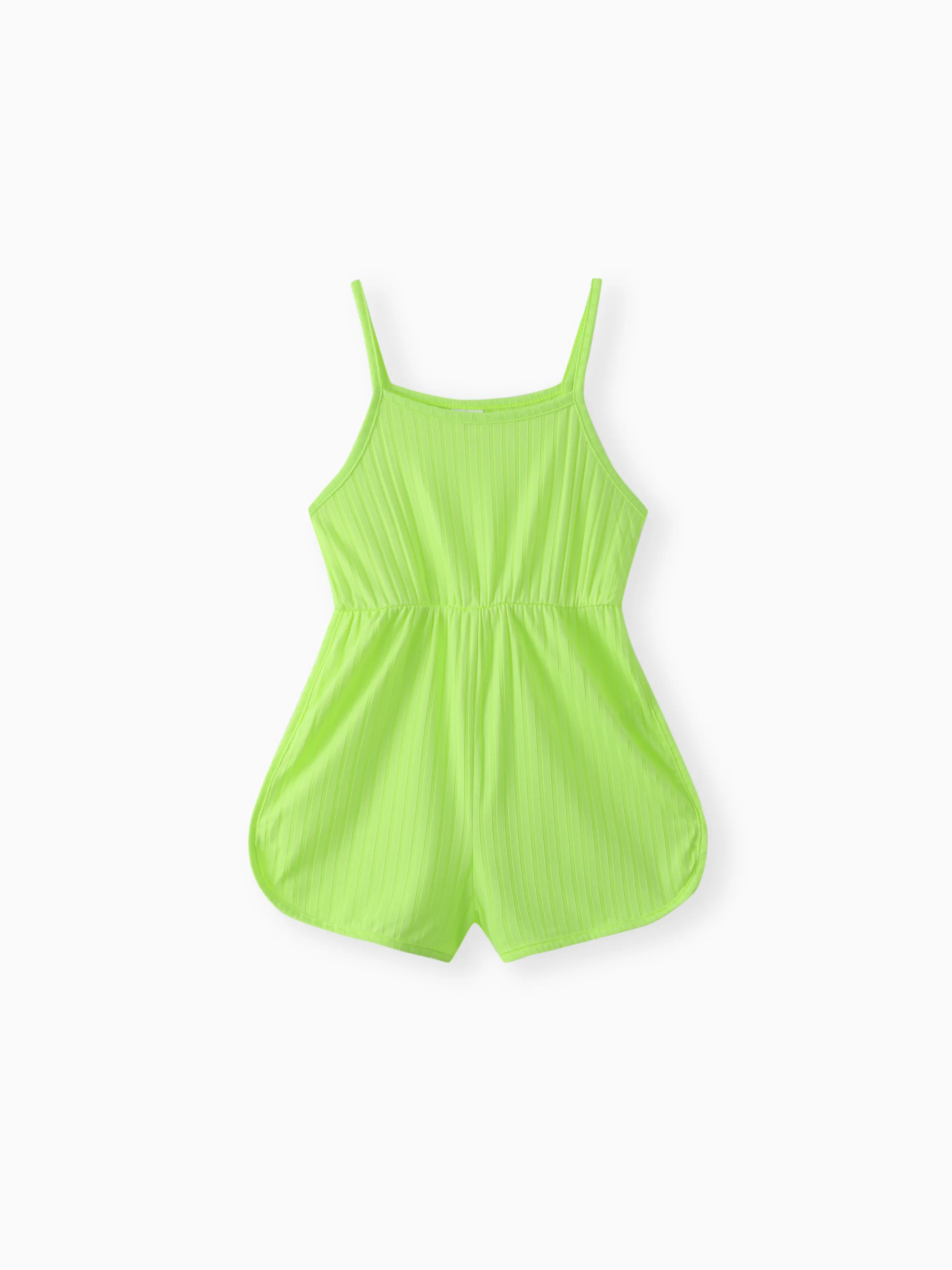 

Toddler Girl Solid Color Ribbed Cami Rompers