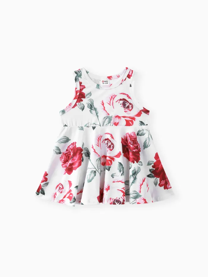 Baby Girl Allover Floral Print Flowy Sleeveless Tank Dress