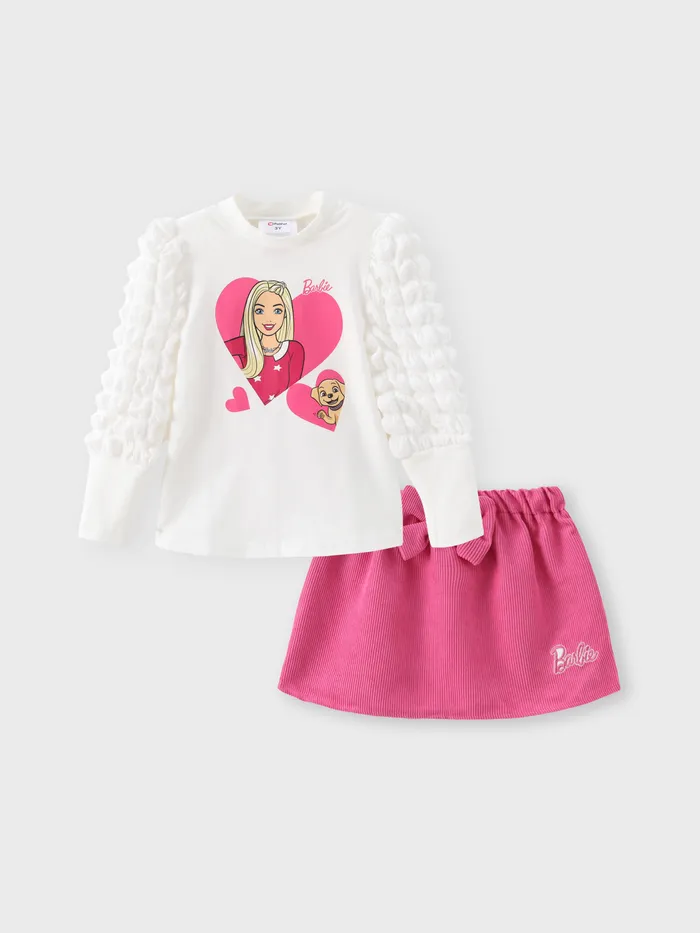 Barbie 2件 小童 女 布料拼接 甜美 套裝裙