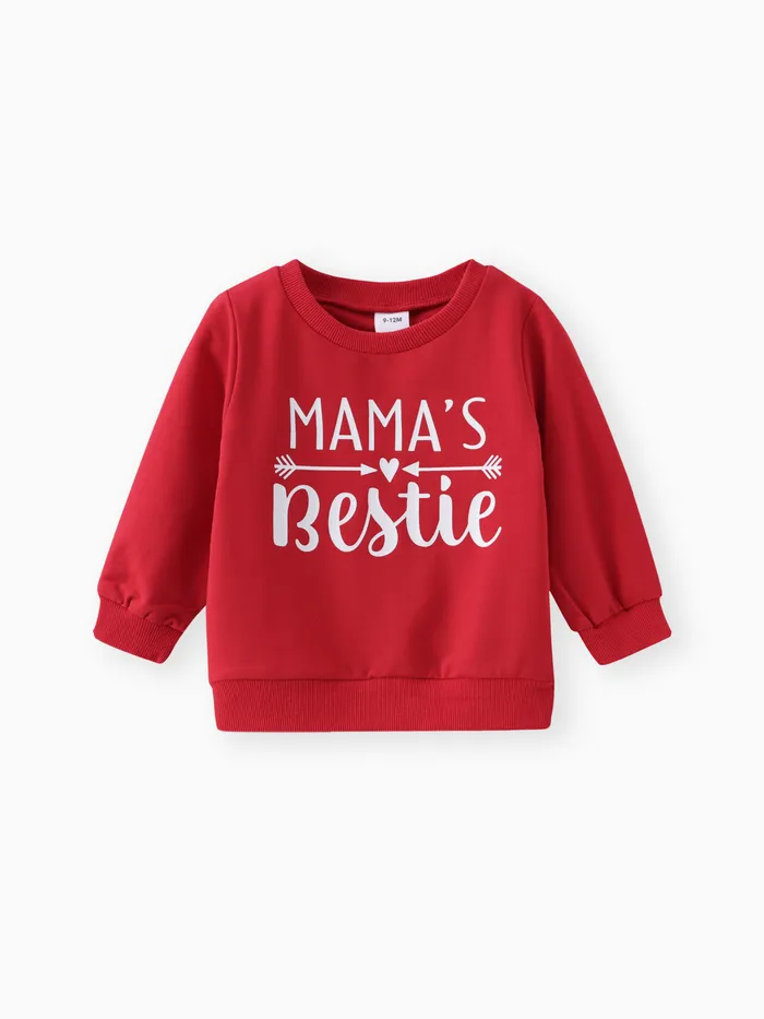 Letter Print Long-sleeve Pink Baby Pullover Top
