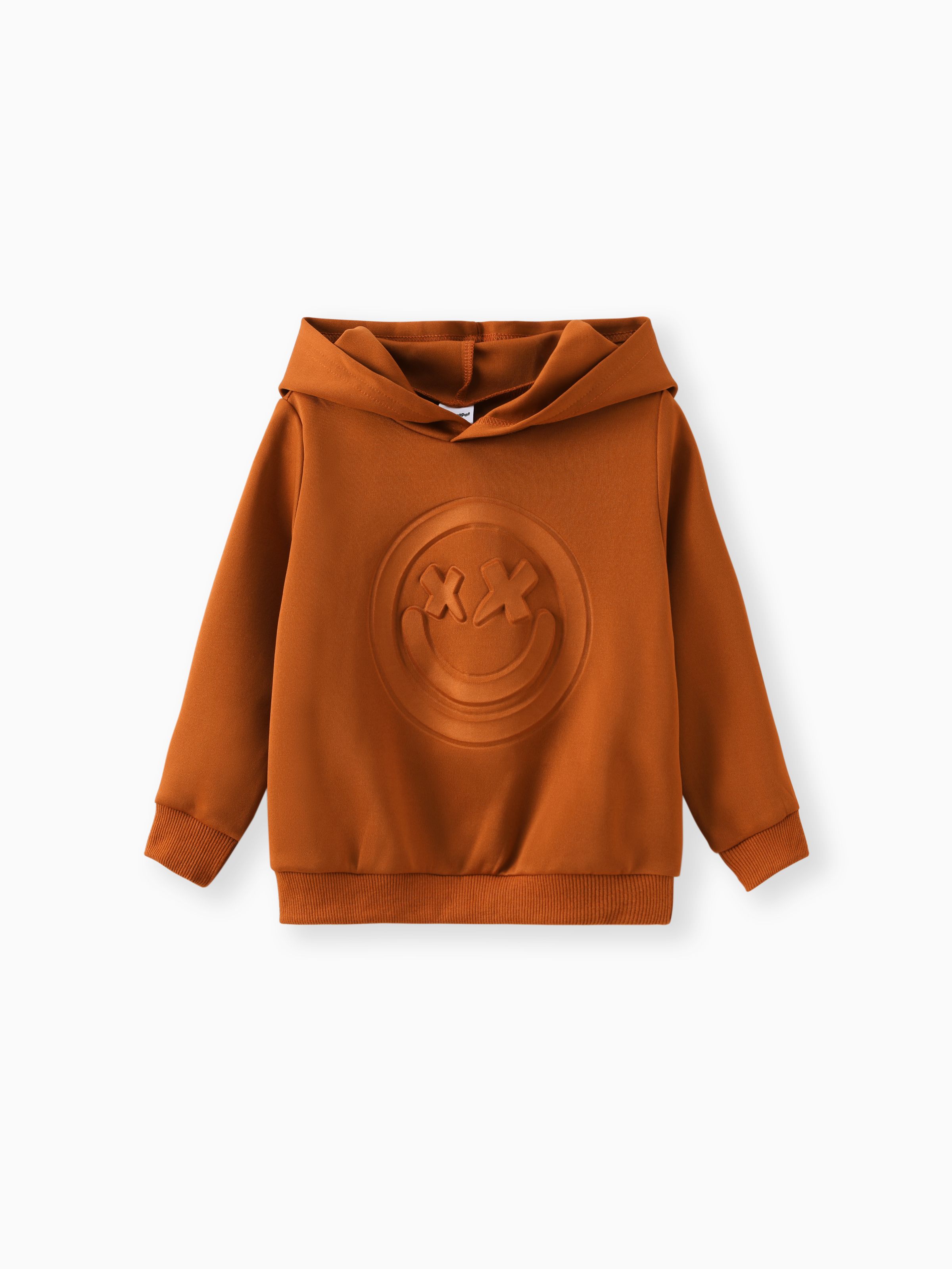 

Toddler Boy/Girl Face Graphic Textured Solid Color Hoodie Sweatshirts