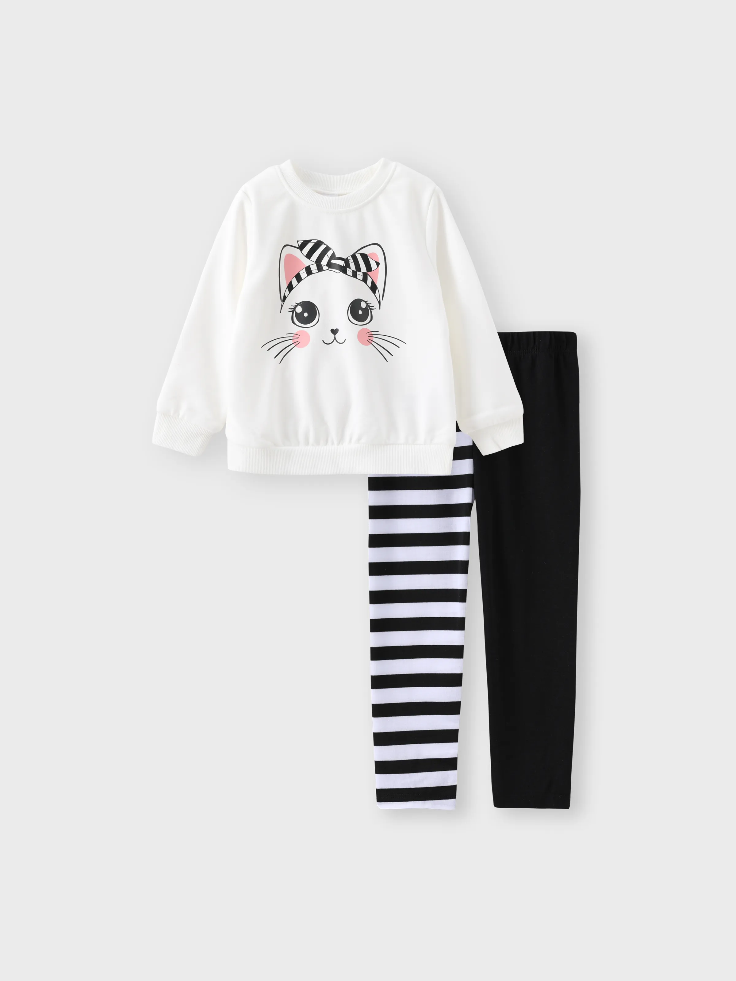 2 Stück Kleinkinder Mädchen Stoffnähte Kindlich Katze Sweatshirt-Sets