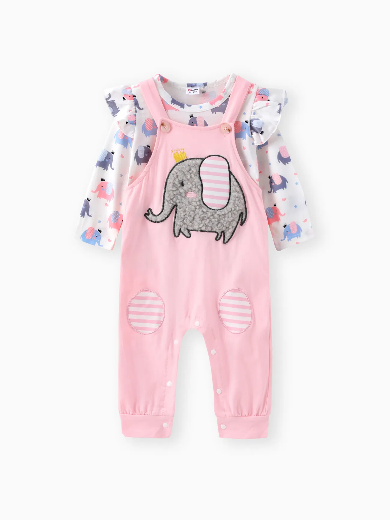 3pcs Baby Girl Elephant Pattern Hyper-Tactile 3D Design Set